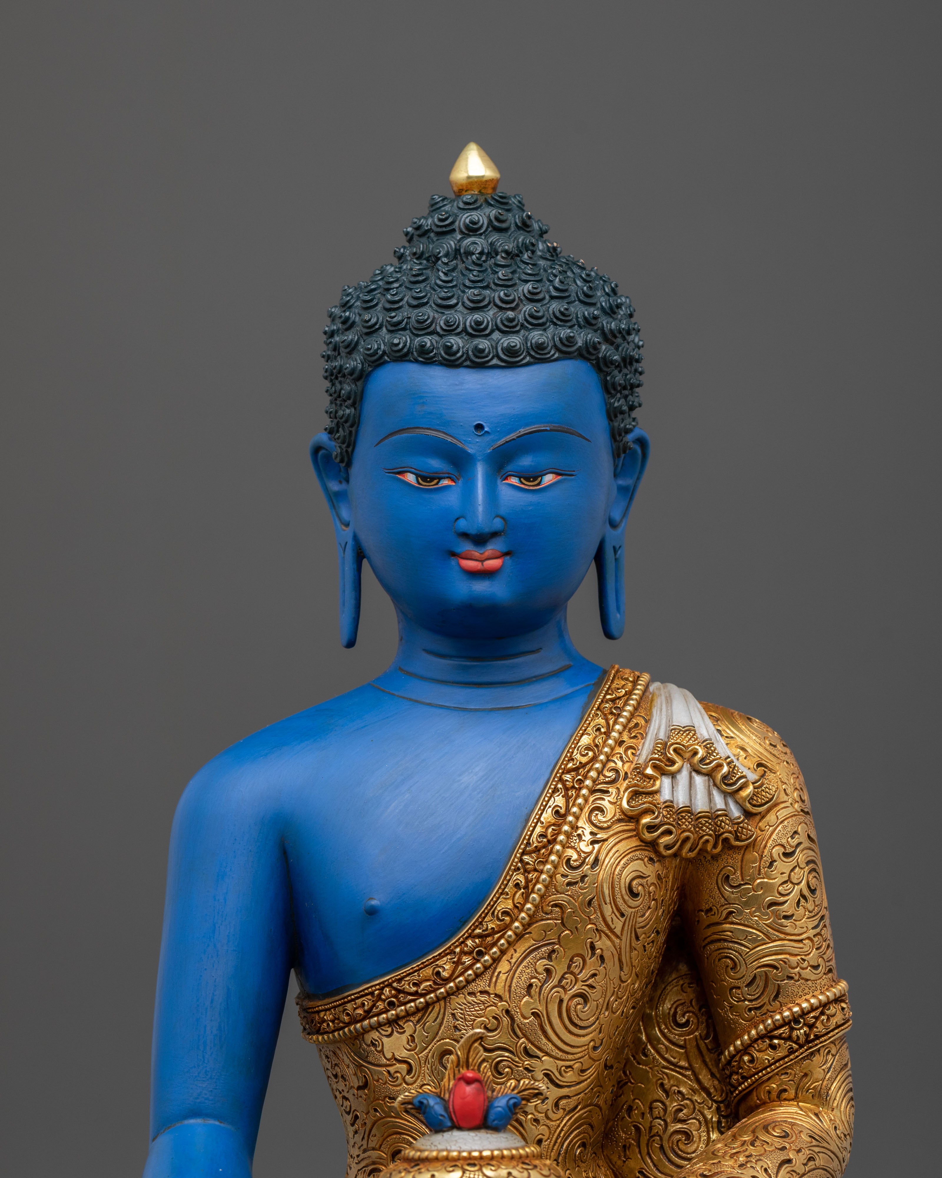 Medicine Buddha Healing Lineage Statue | 24K Gold Gilded