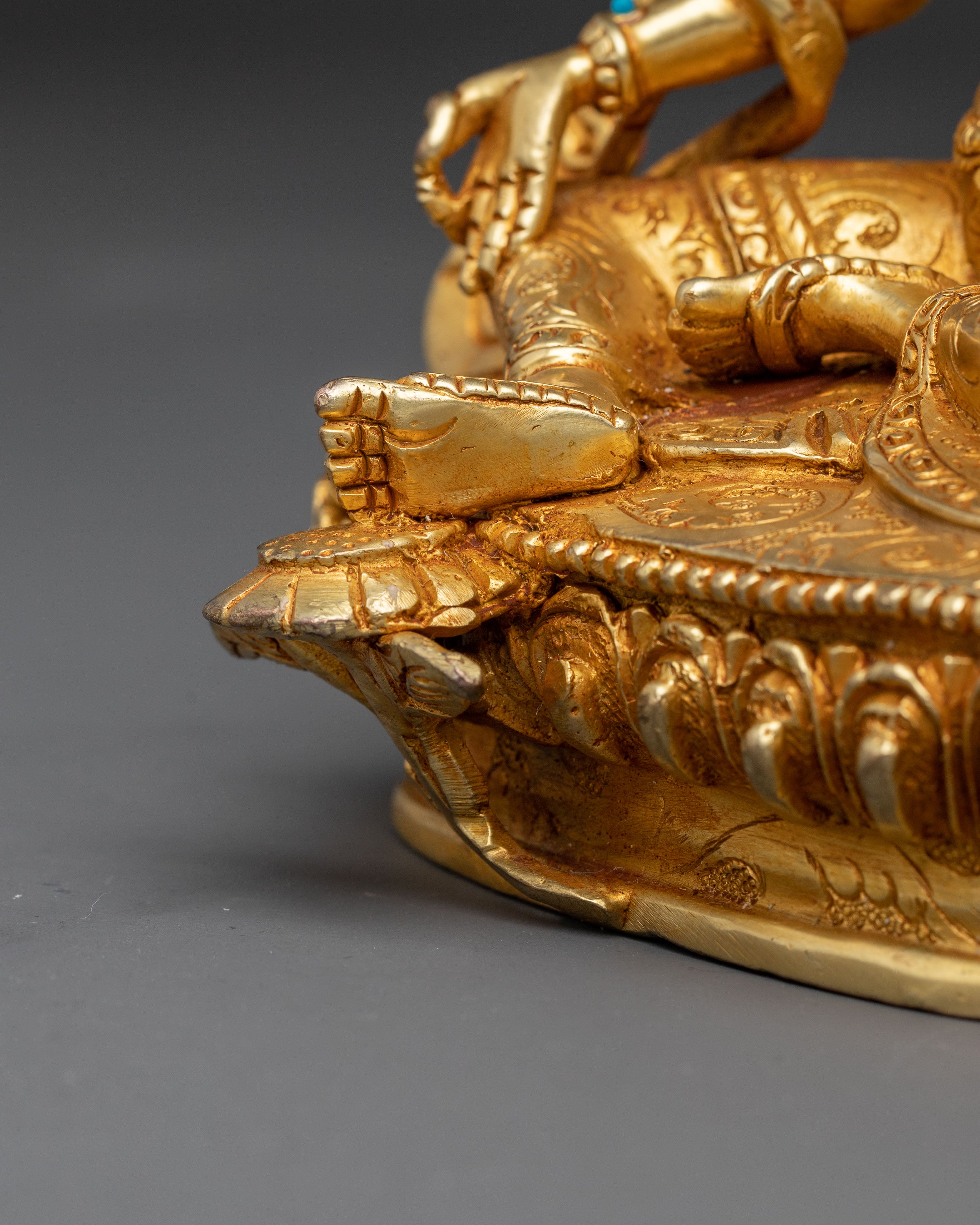 Handmade Serene Copper Sculpture of Mother Green Tara