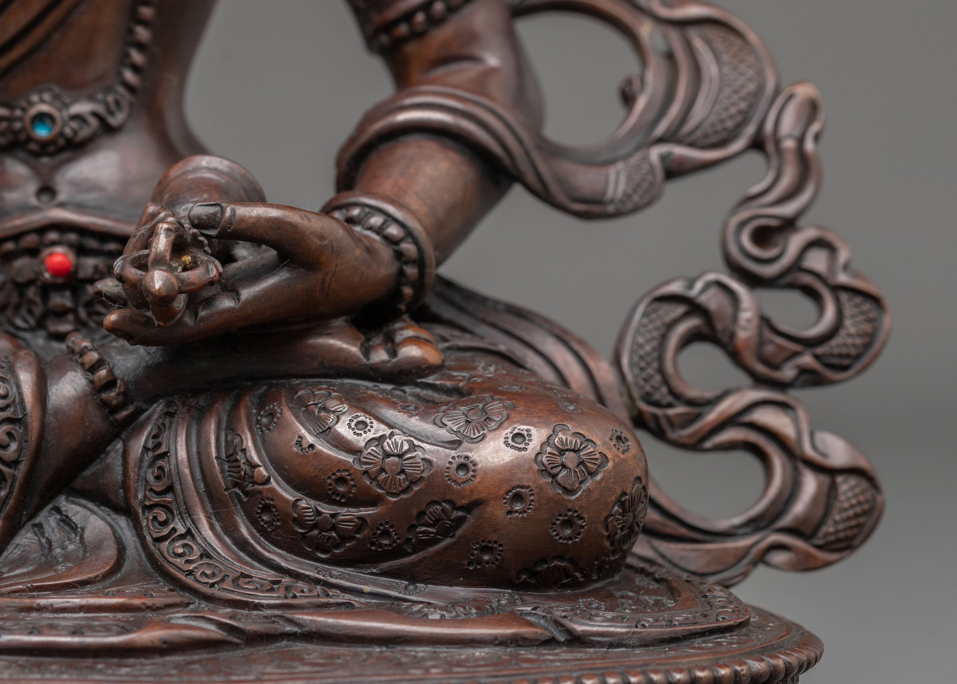 Vajrasattva Statue Adorned with Gemstones | Tibetan Buddhist Artwork