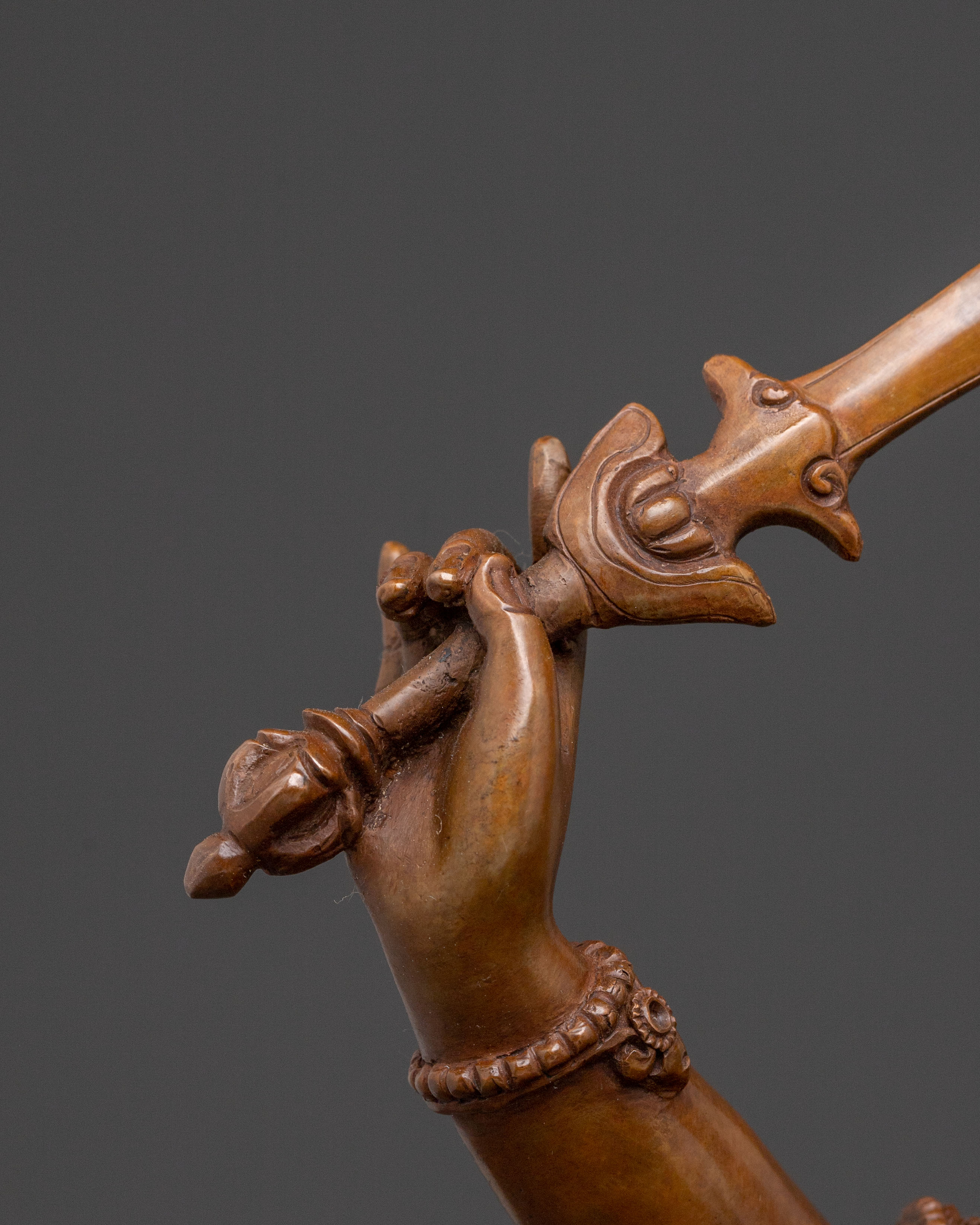 Manjushri Bodhisattva Statue for Altar - Oxidized Copper Finish