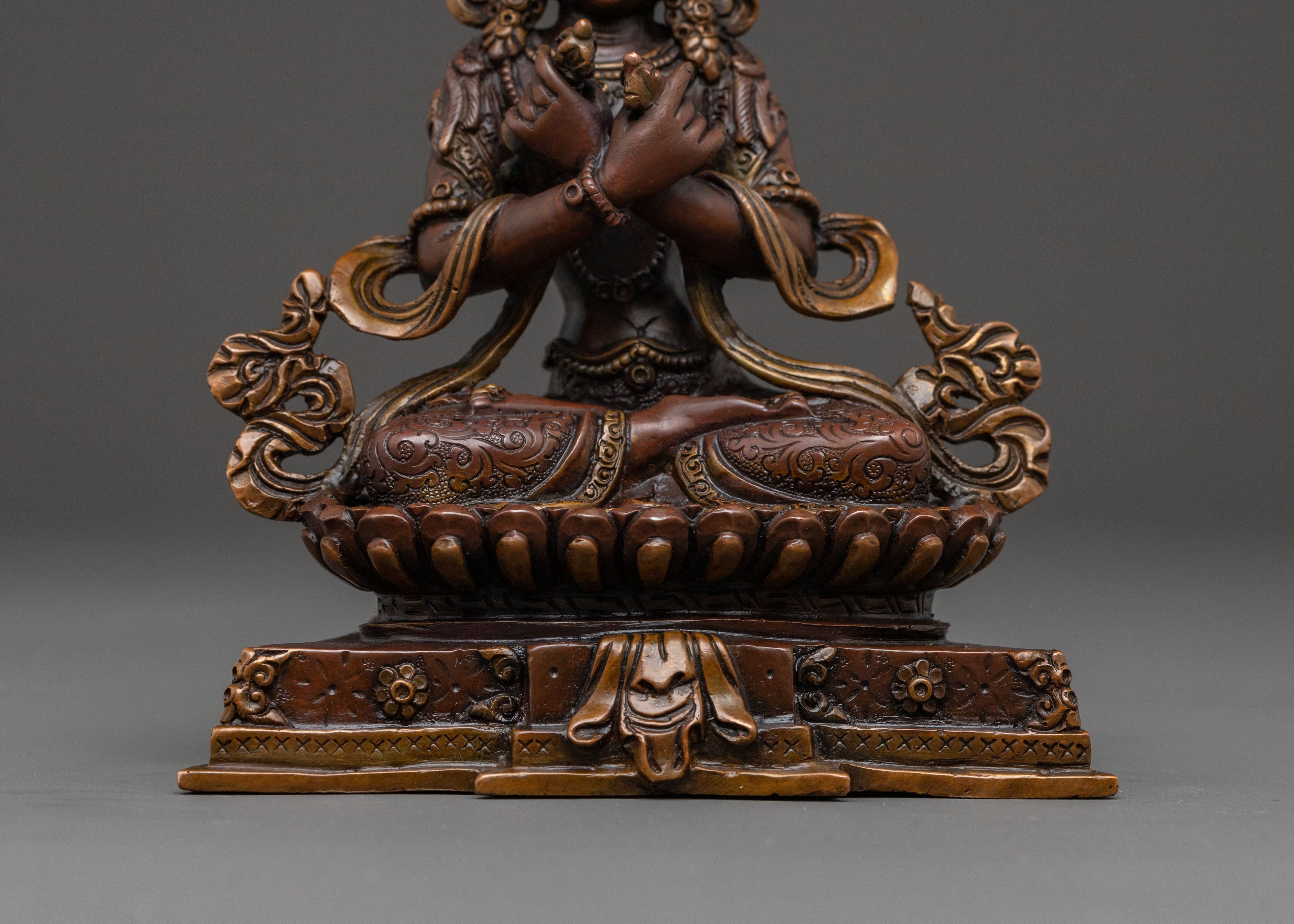 Lord of Esoteric Wisdom Vajradhara Statue - Oxidized Copper