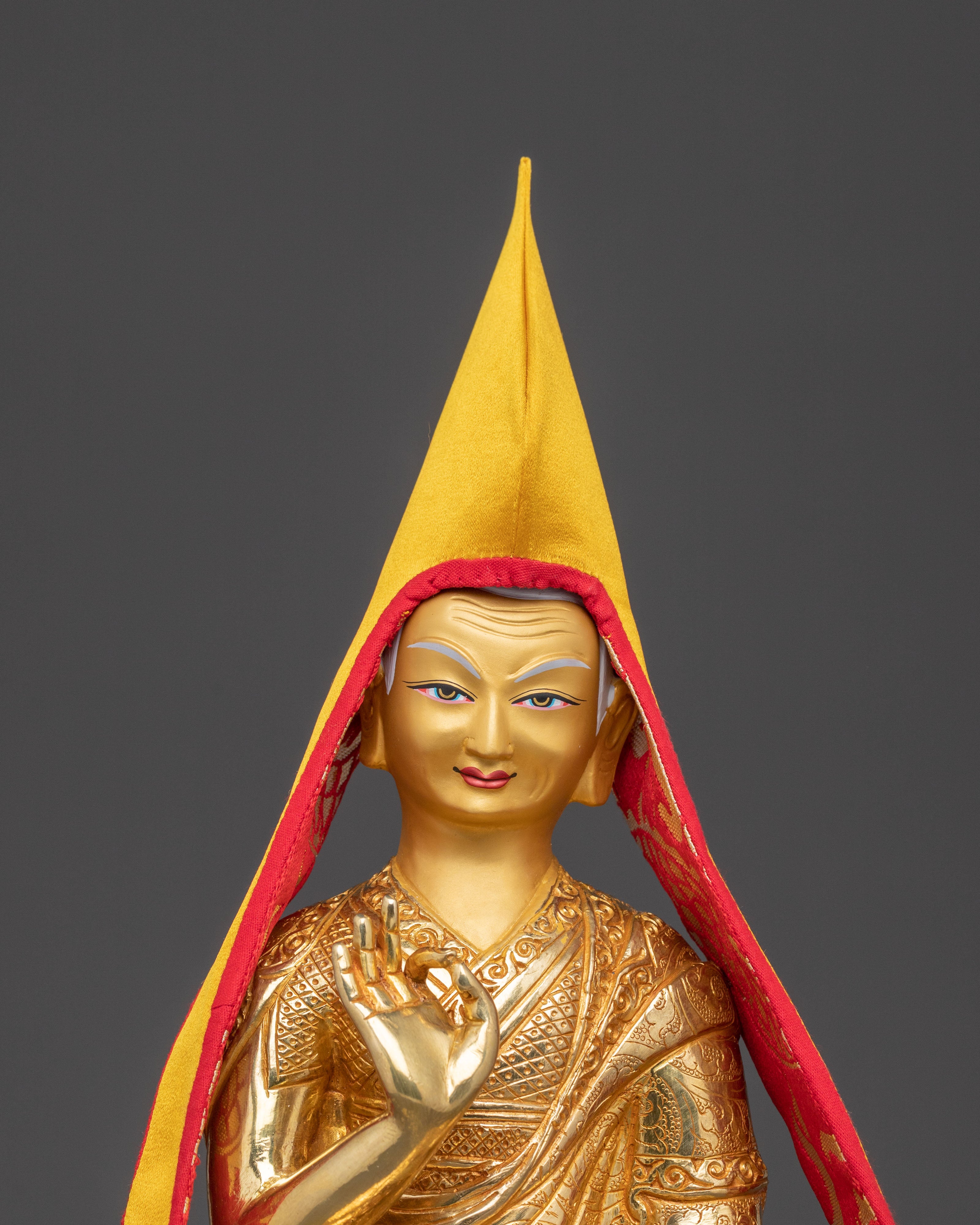 Sacred Tsongkhapa Statue Set | Sacred Meditation Teacher Sculpture