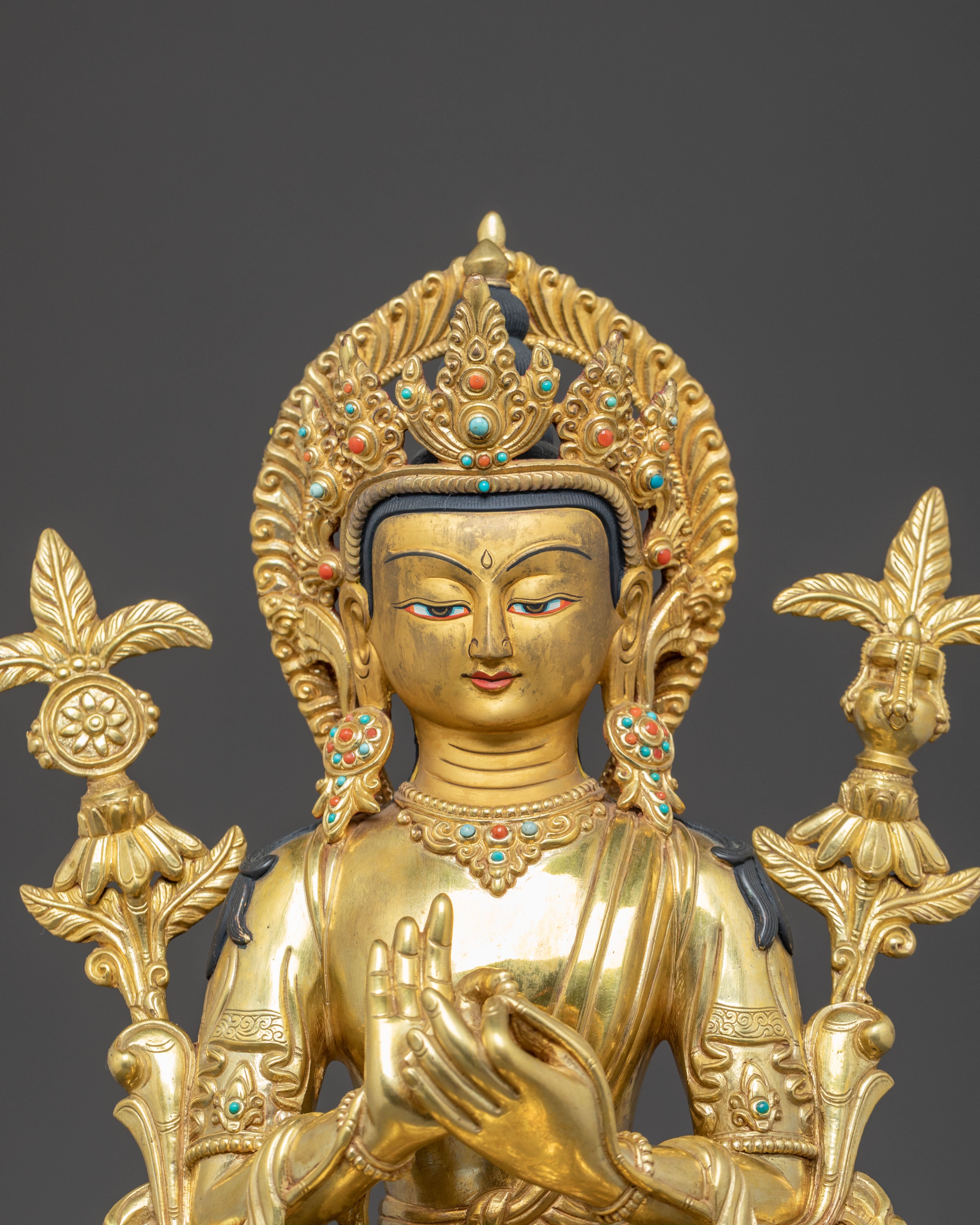 Maitreya Buddha Golden Handmade Statue | Future Buddha Statue