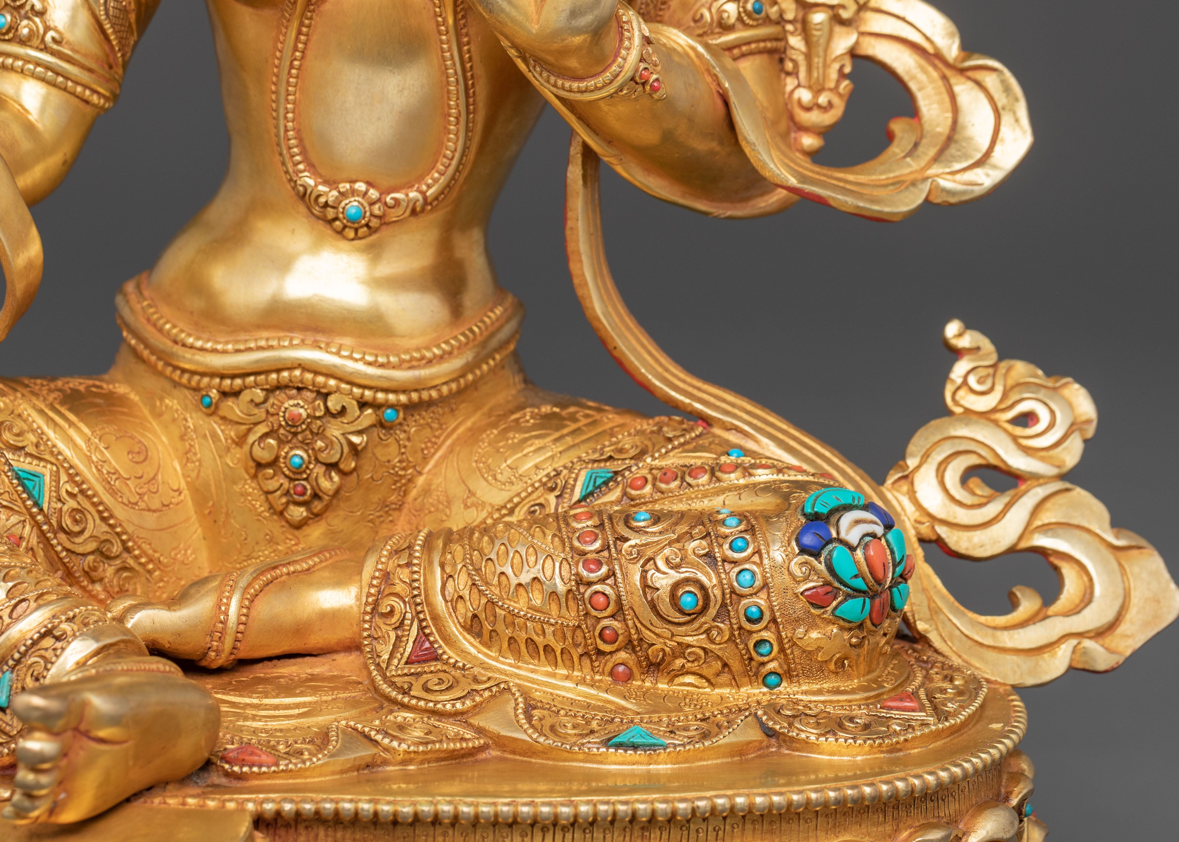 Green Tara Healing Statue: 24K Gold Gilded