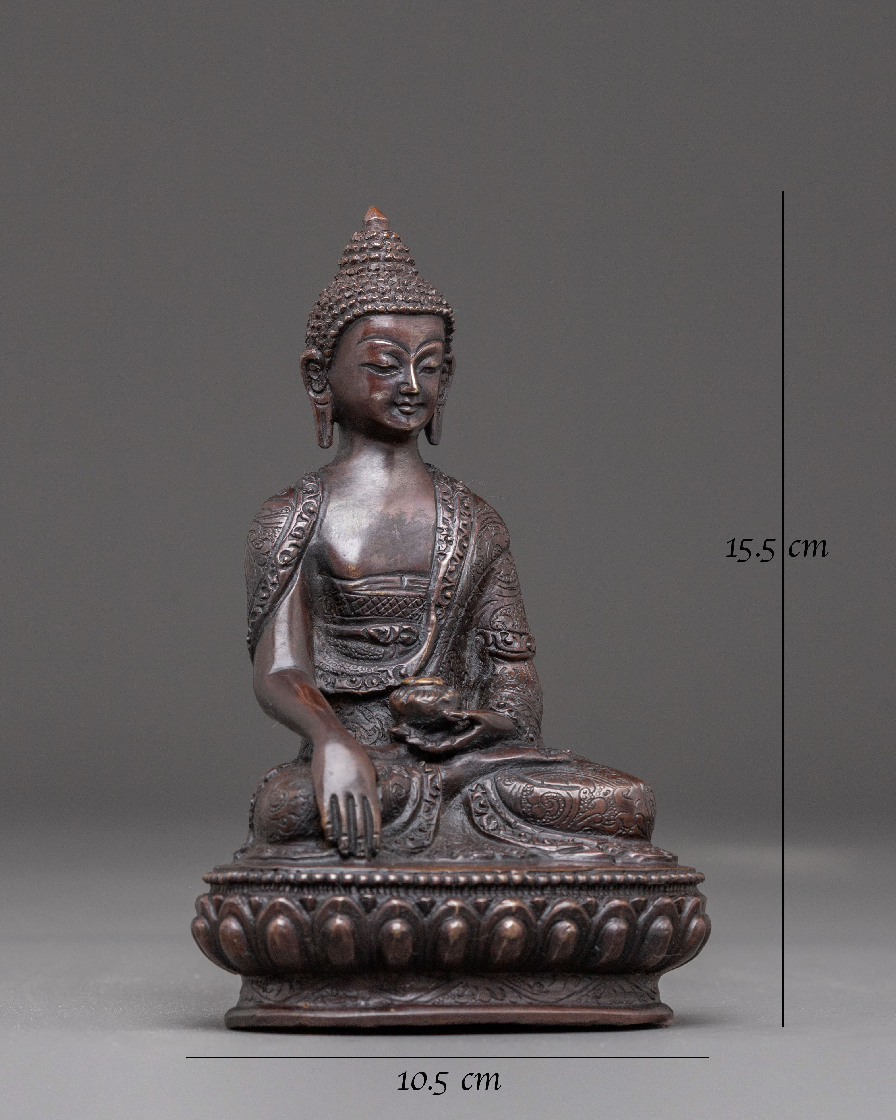 Handmade Shakyamuni Buddha Oxidized Copper Statue | Traditional Himalayan Art