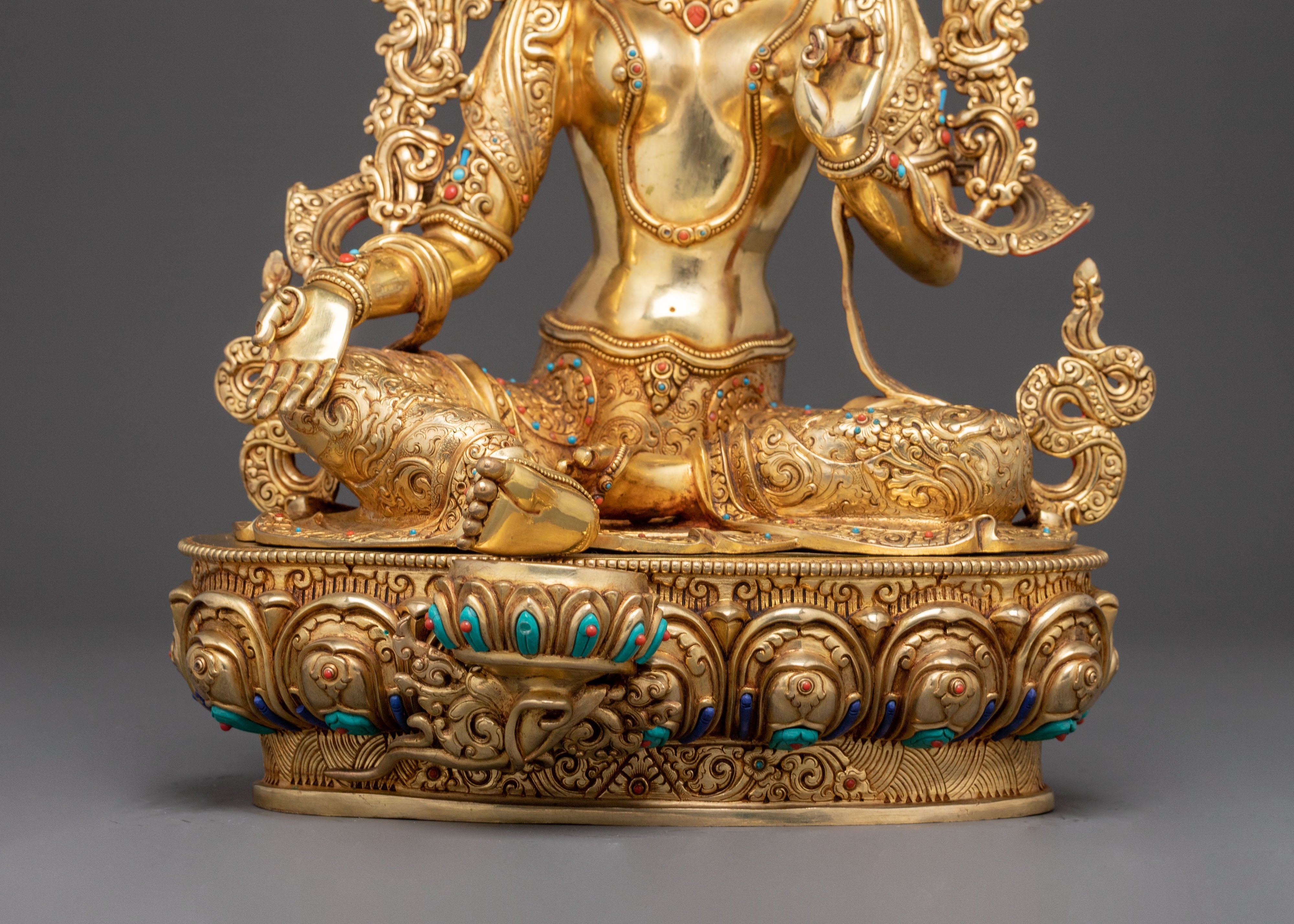 Exquisite 24K Gold Gilded Green Tara Mother of Liberation Statue