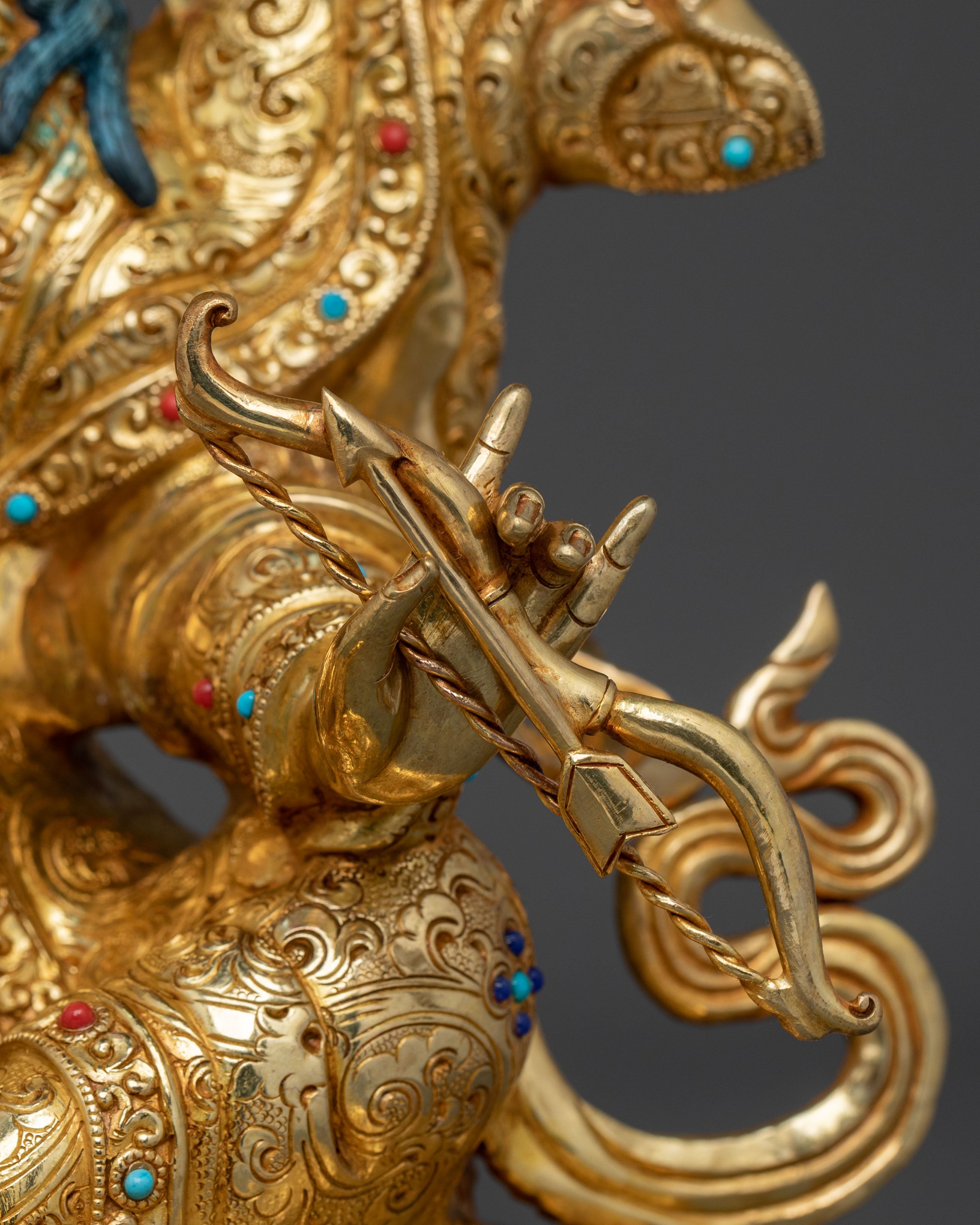 King Gesar Statue| 24K Gold Gilded Guardian Figurine