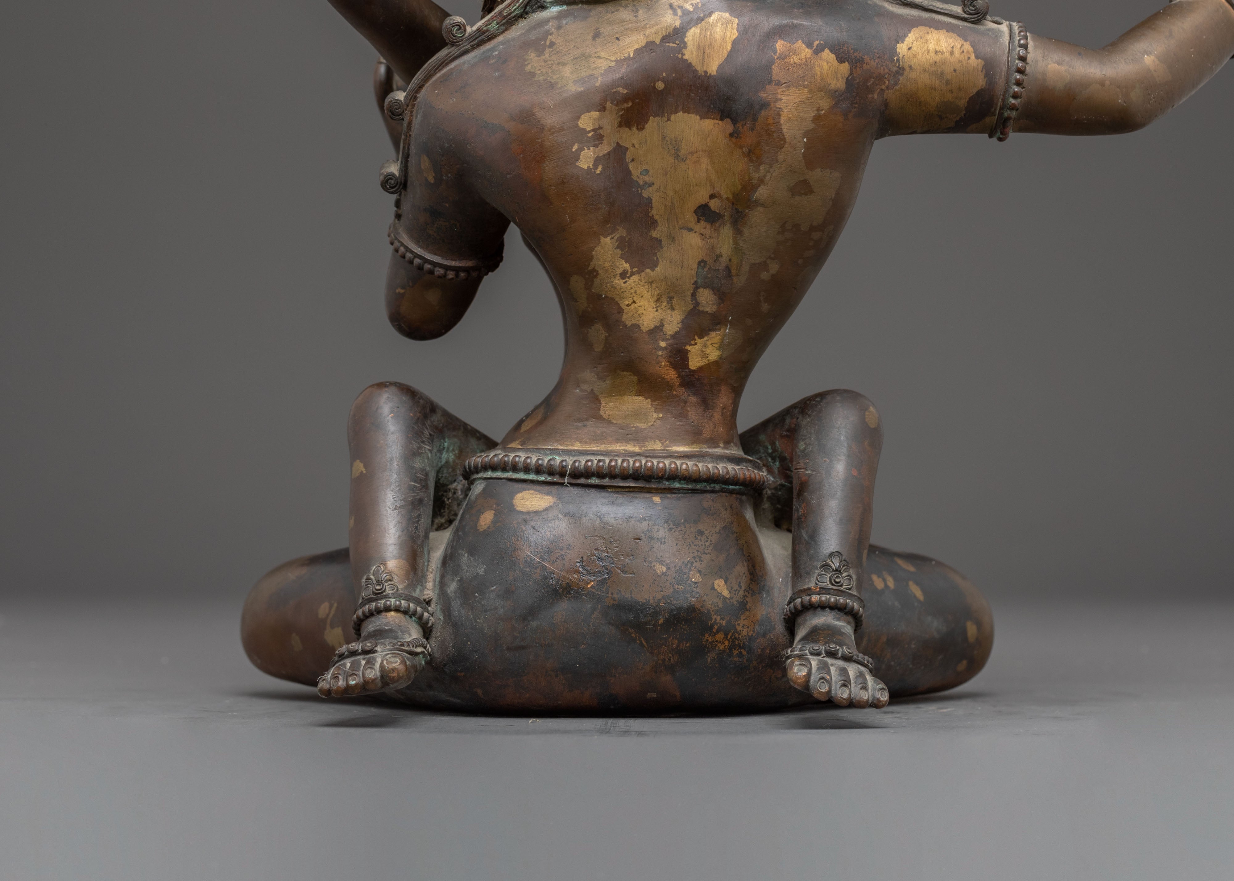 Handmade Manjushri with Consort Oxidized Statue – Ancient Wisdom Sculpture