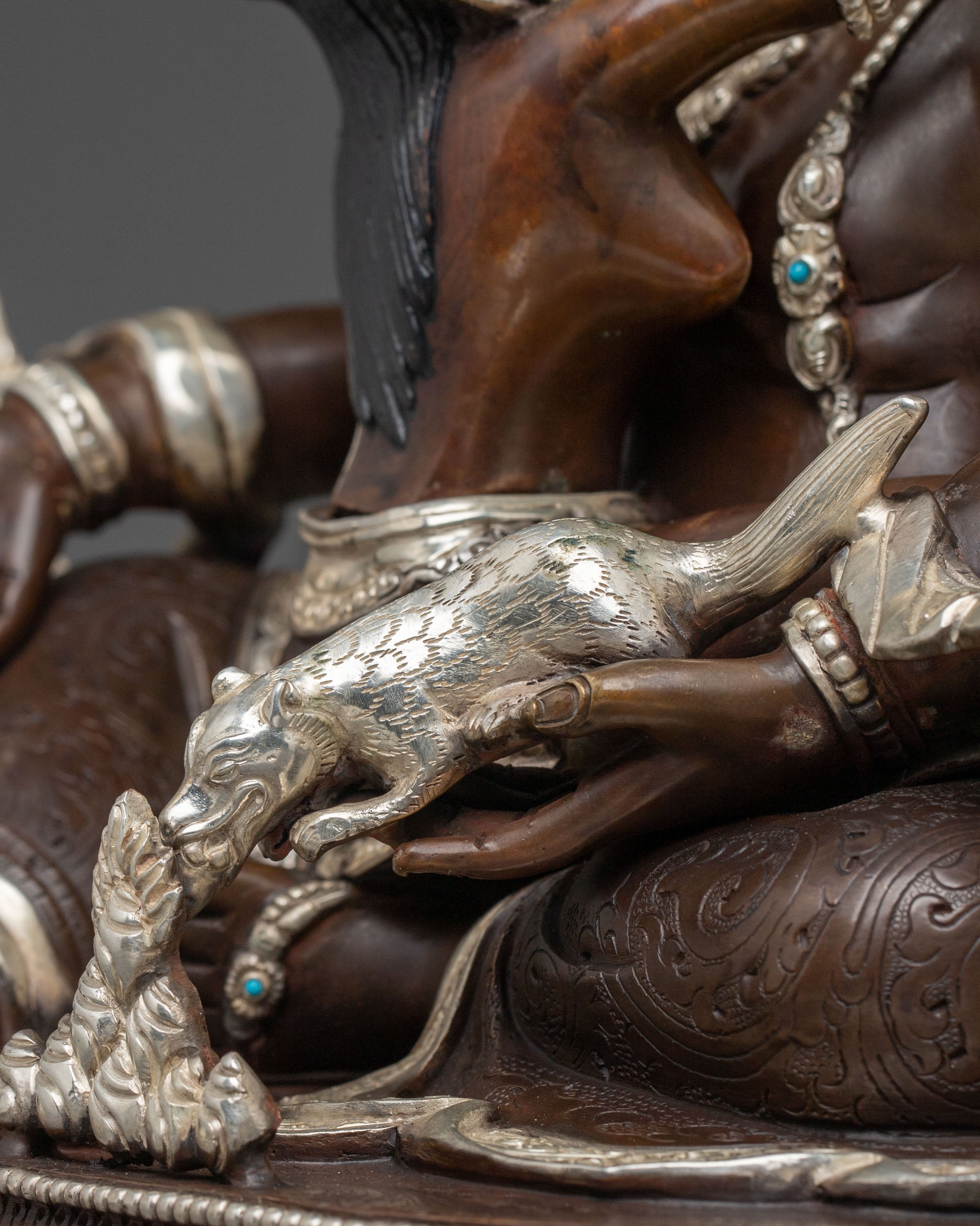 Handmade Green Dzambhala Statue | Altar Home Decor