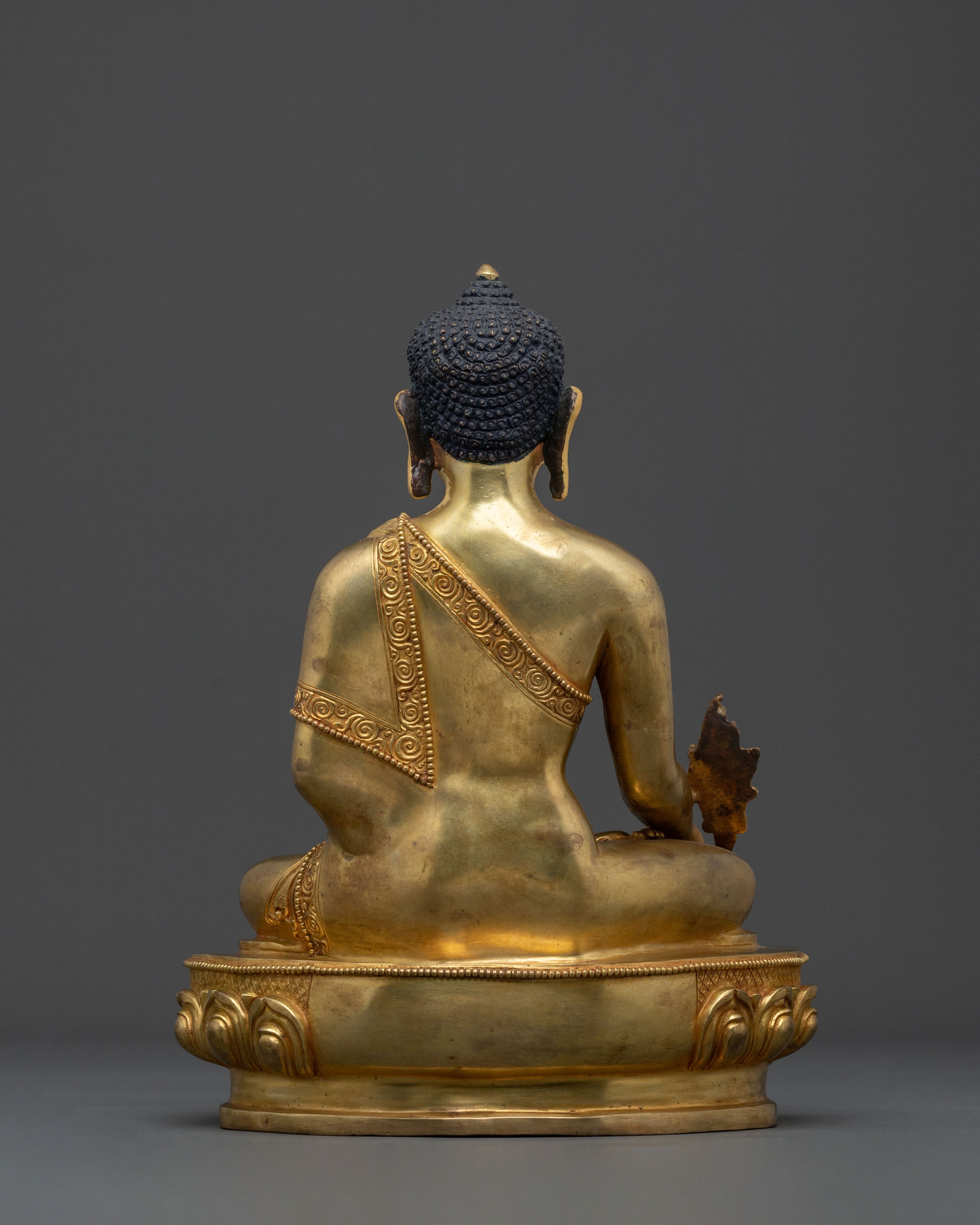 Bhaishajyaguru Fire Gold Gilded Statue | Himalayan Craftsmanship