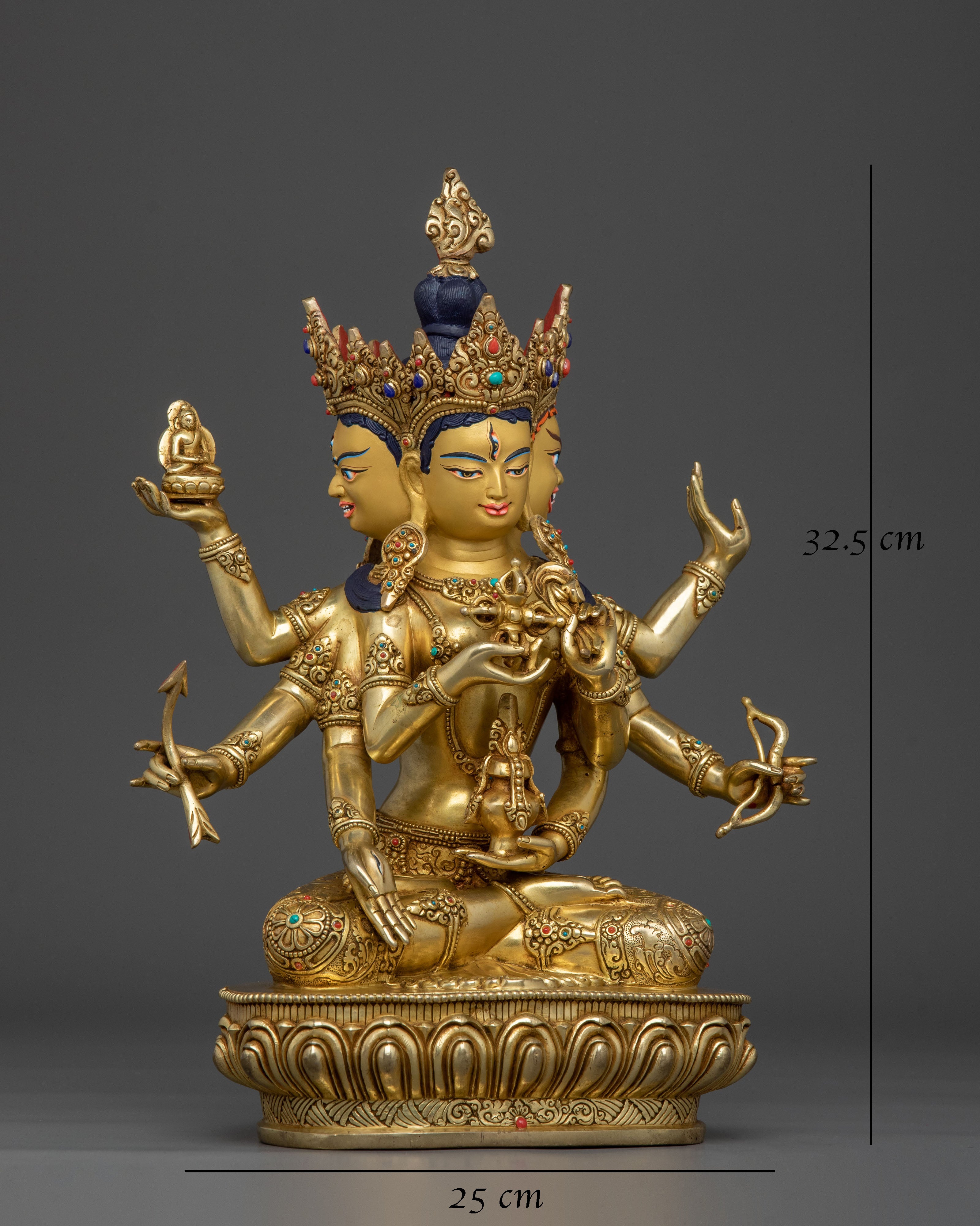 Namgyalma Three Faced Deity Sculpture