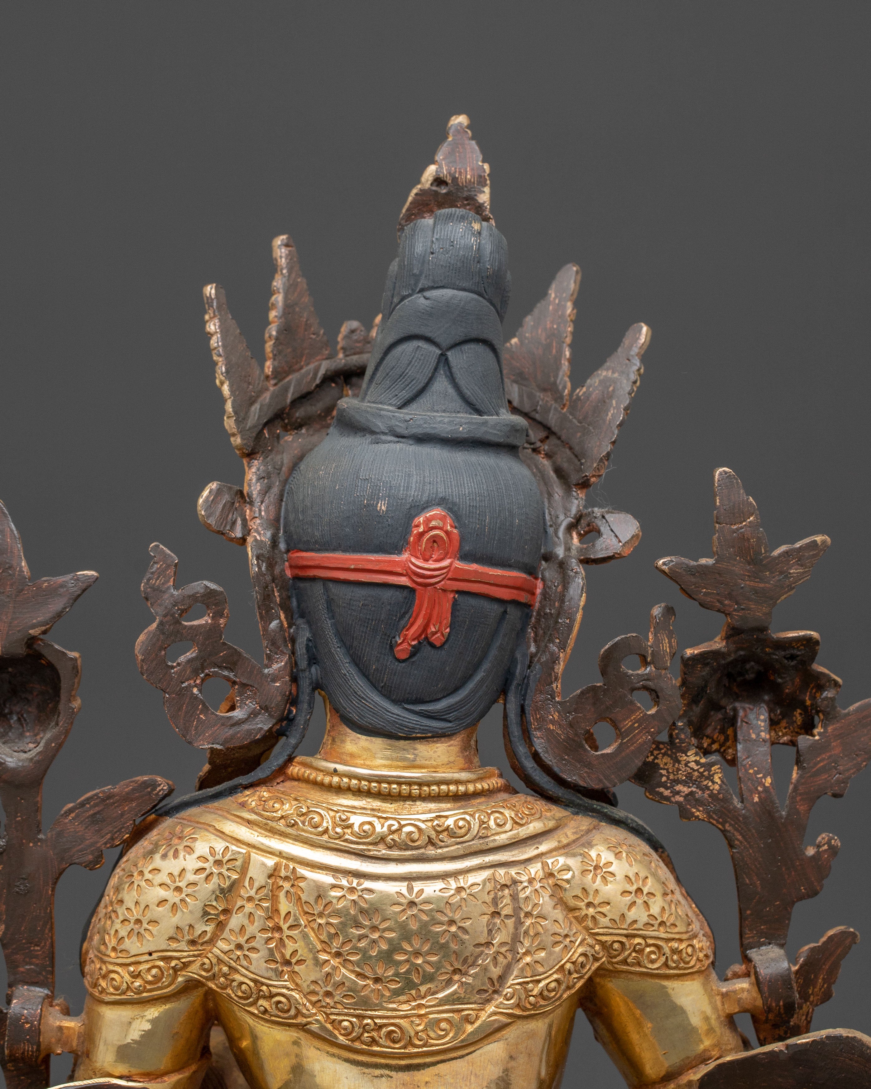 Sacred Compassion Goddess Green Tara Statue – 24K Gilded Radiance