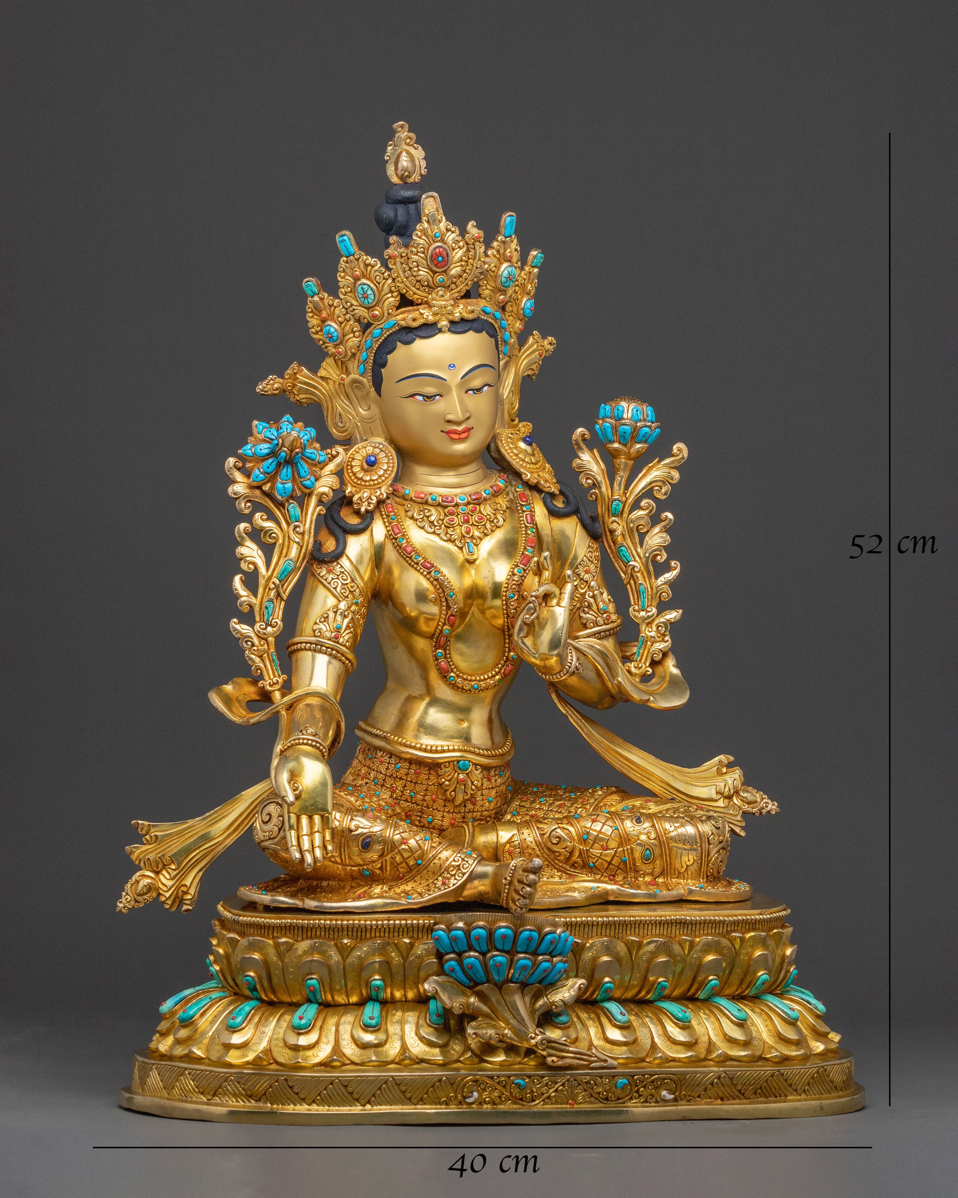 24K Gold Gilded Green Tara Statue | Liberator  Figure