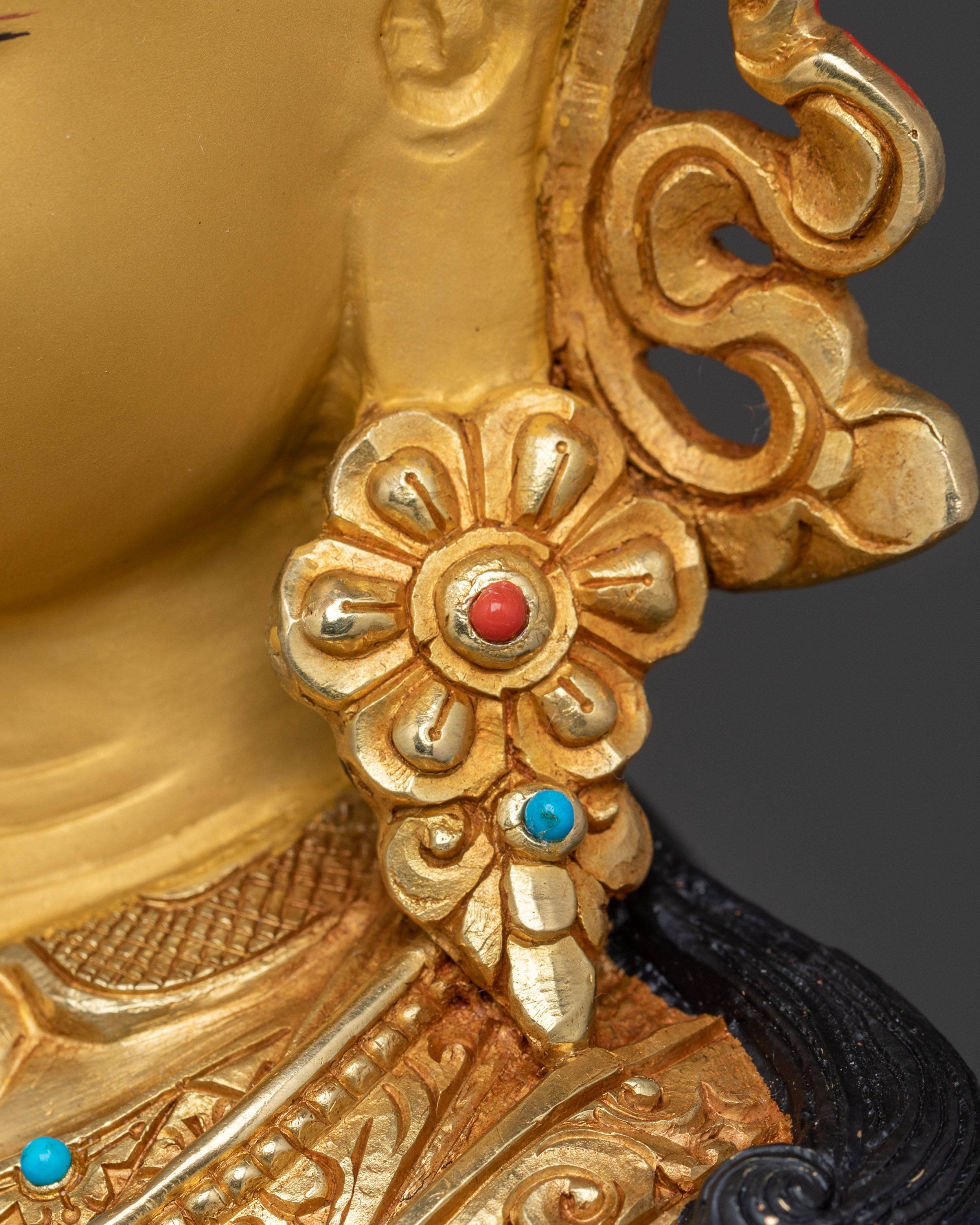 Guru Rinpoche Sacred Statue: Hand-Gilded Serenity