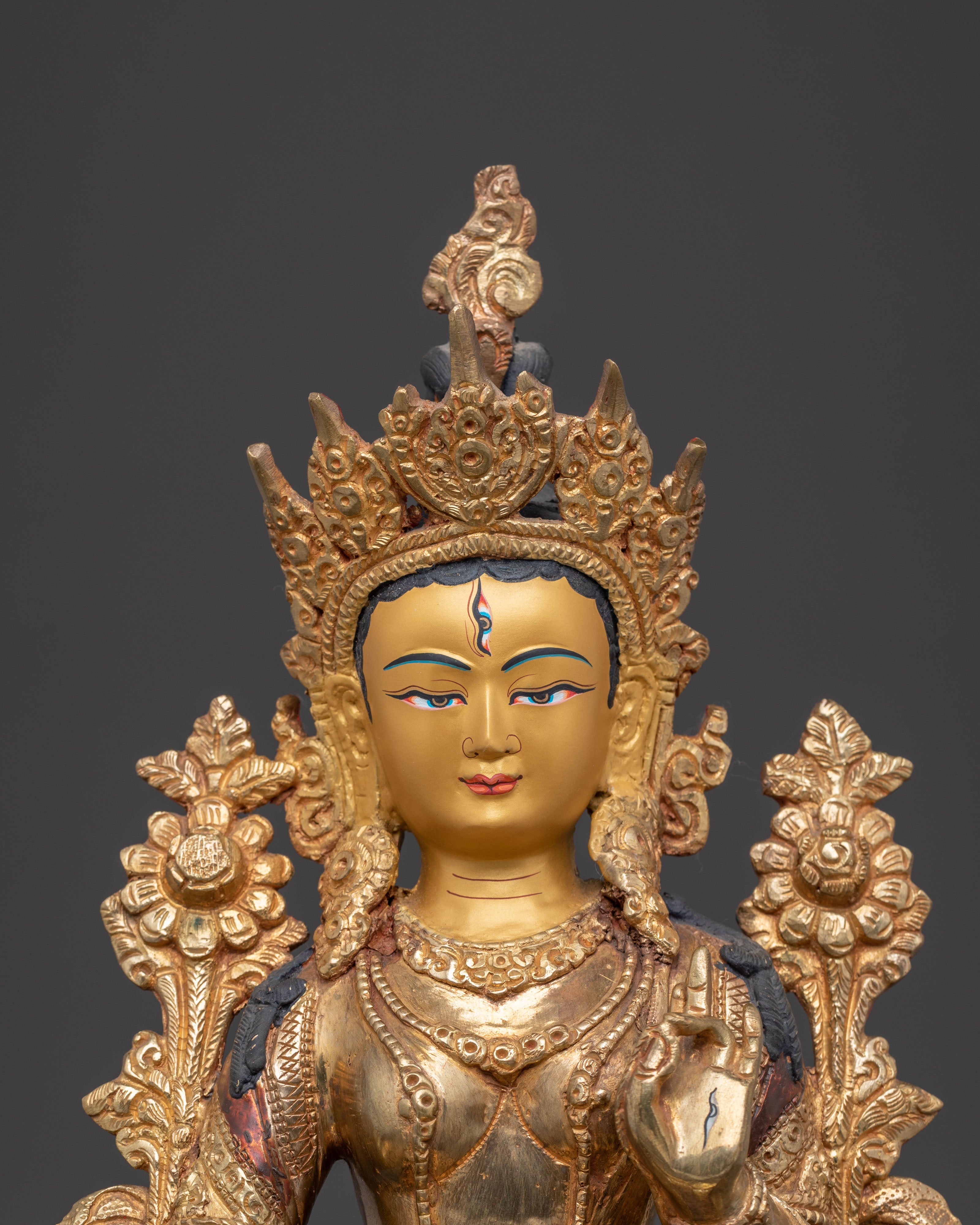White Tara Healing Buddha Statue - 24K Gold Gilded
