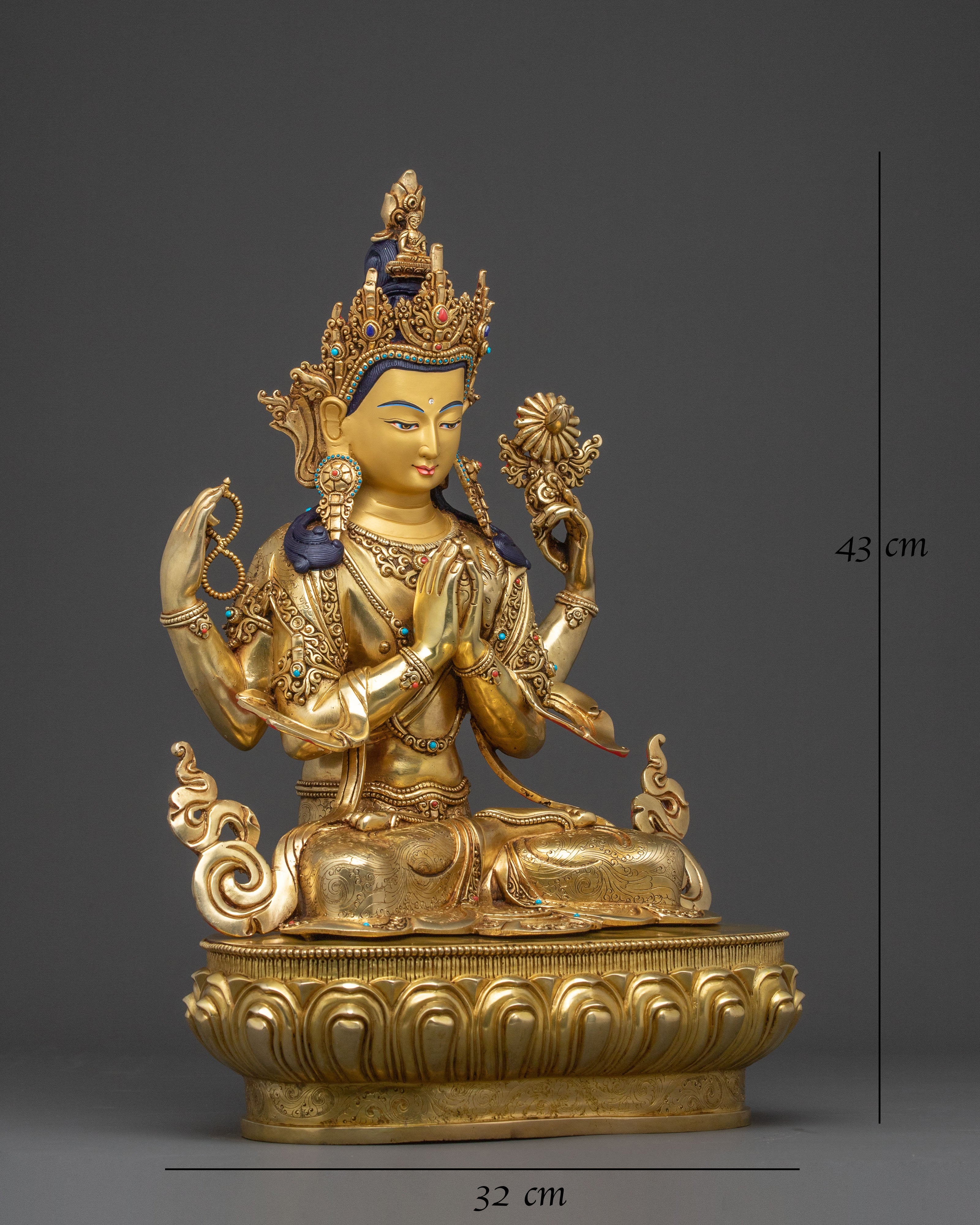 Handcrafted Statue of Avalokiteshvara: Guardian of Compassion