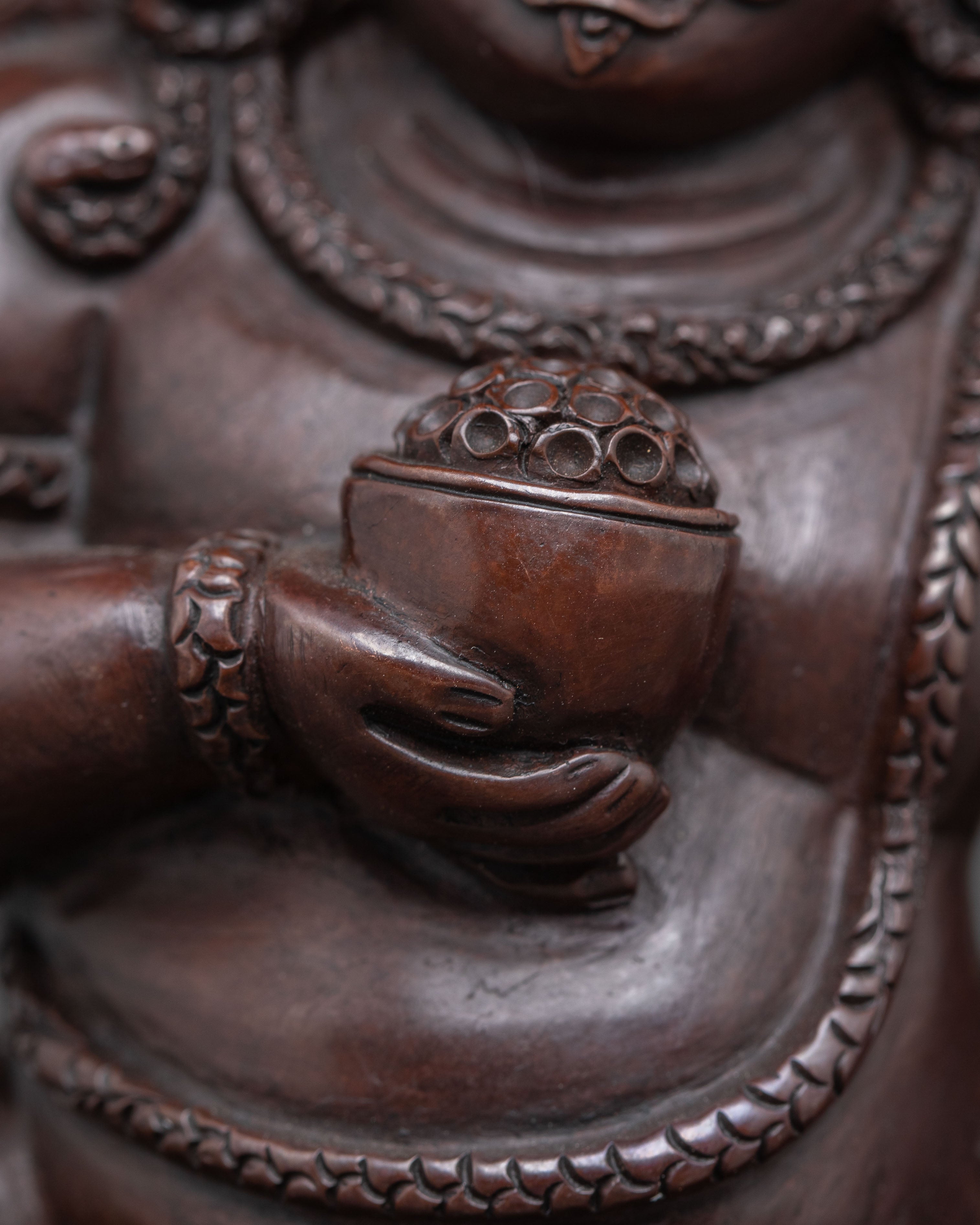 Oxidized Copper Black Dzambhala Statue | Deity of Prosperity