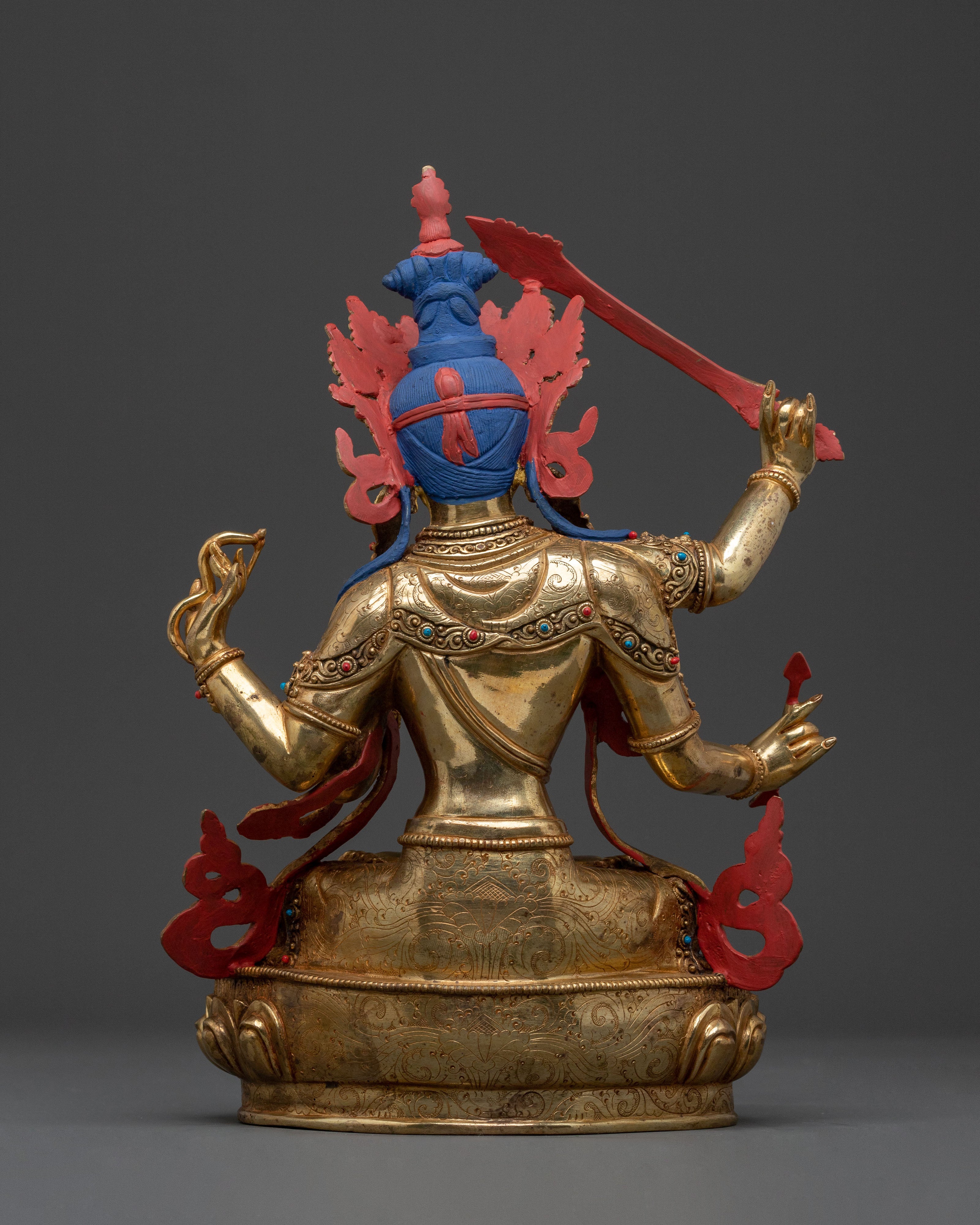 Maha Manjushri Sacred Figurine | Tibetan Buddhist Deity Sculpture