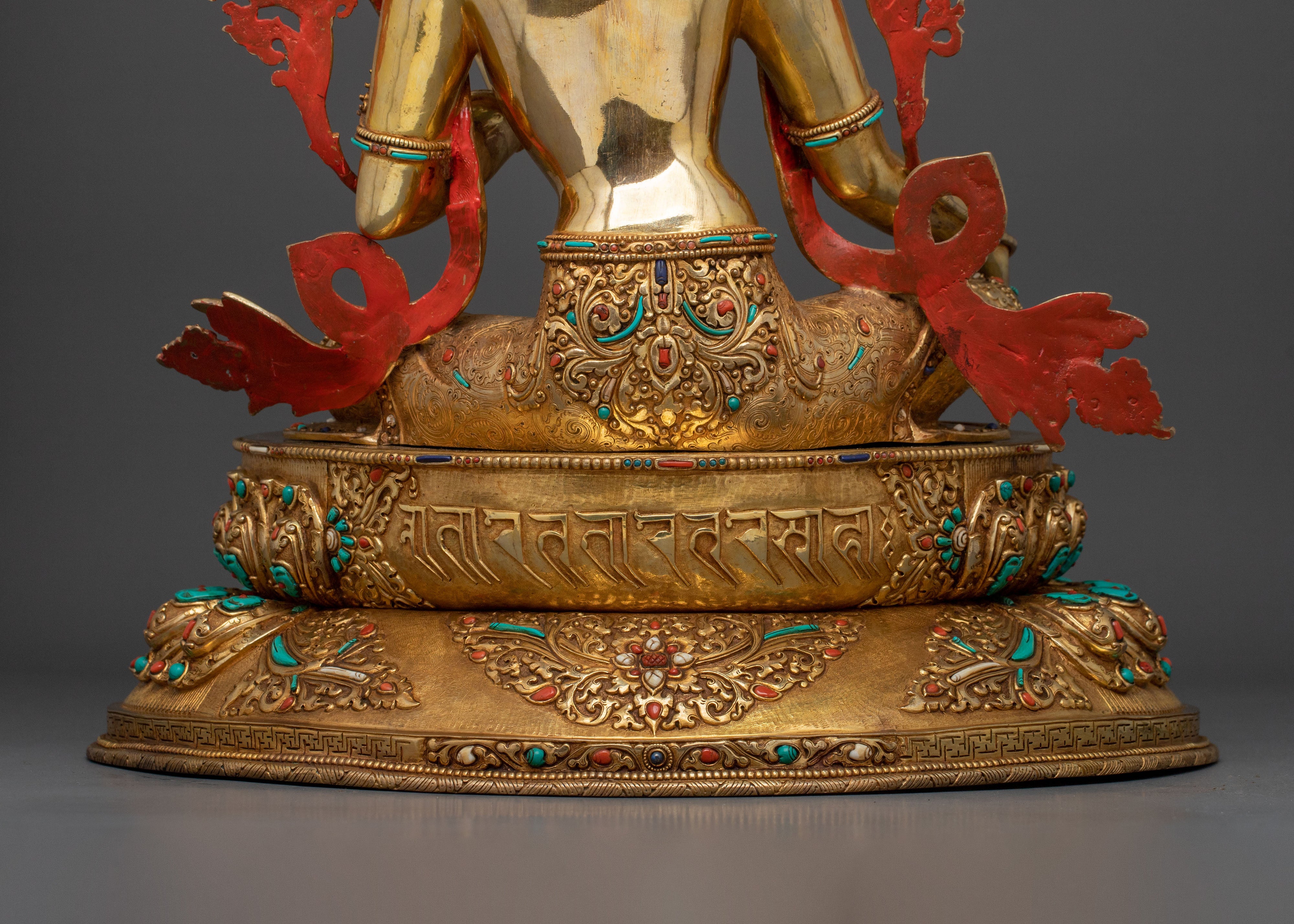 Goddess of Compassion: Green 24K Gold Glided Tara Statue