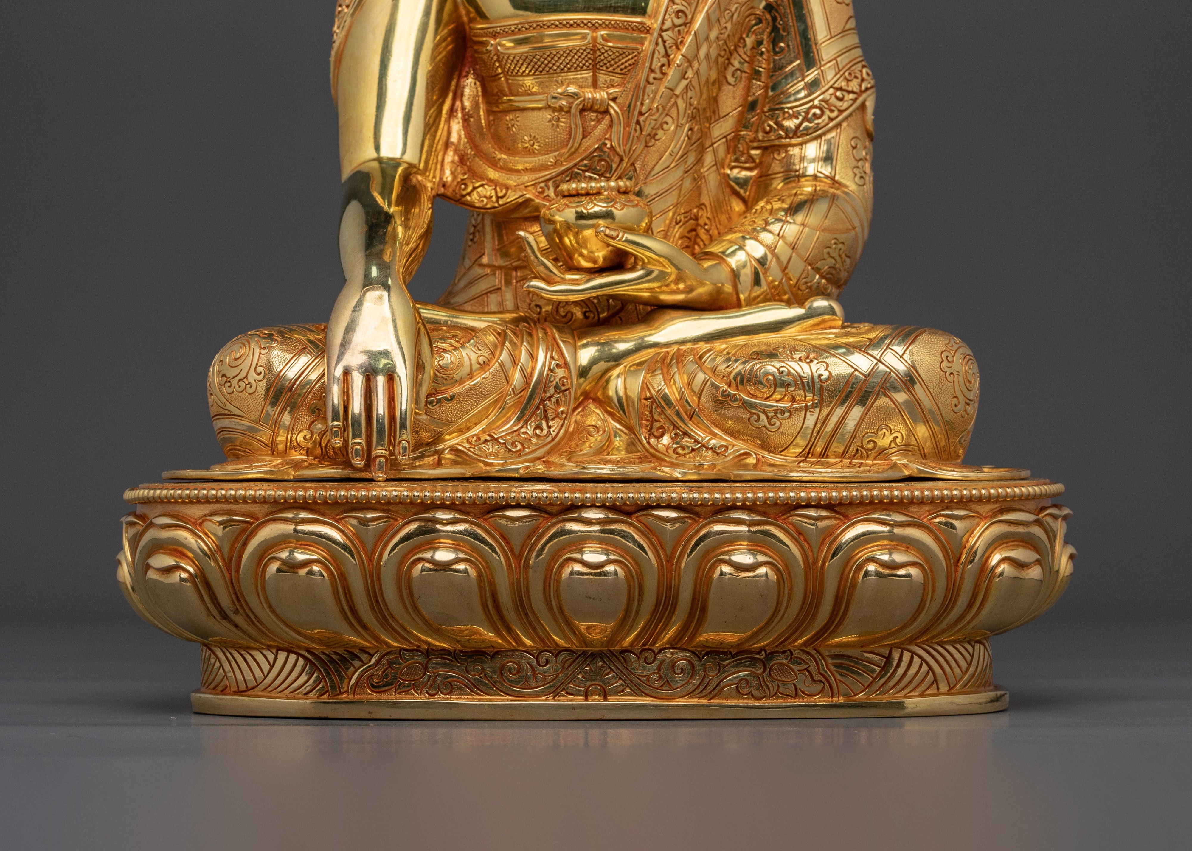 Hand Carved Shakyamuni Buddha Himalayan Statue