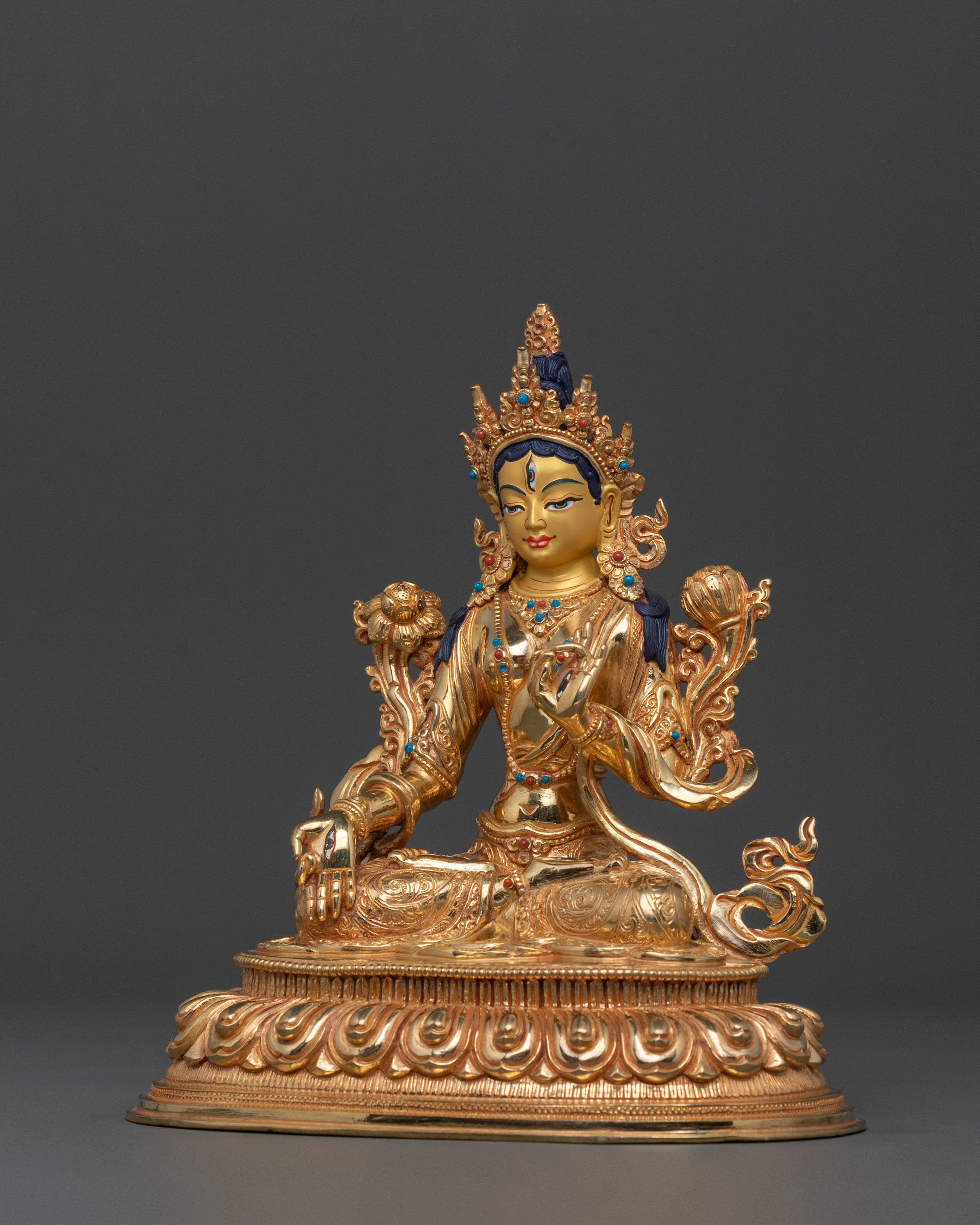 Sita Tara Goddess White Tara 24K Gold Gilded Statue