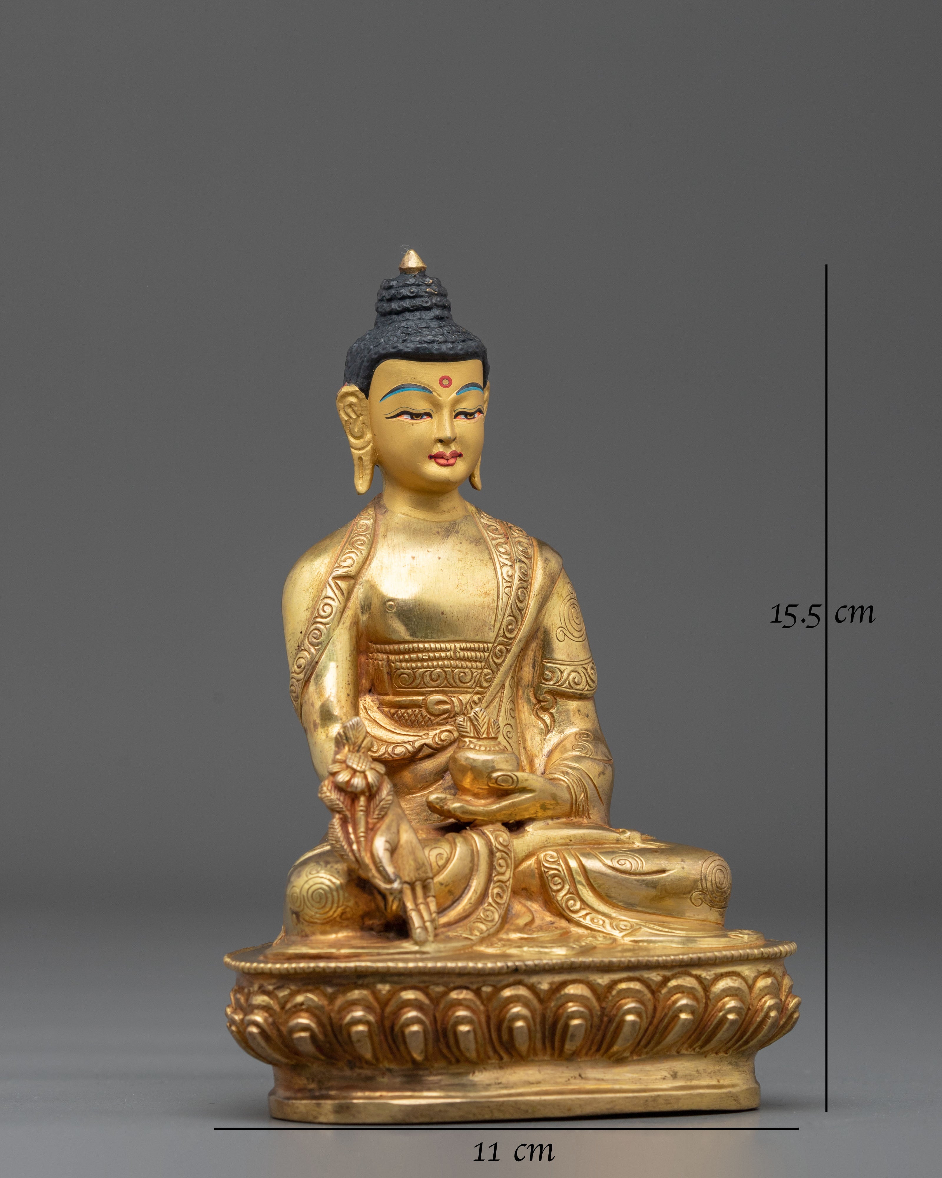 Medicine Buddha Statue | 24K Gold Gilded Healing Buddha Figurine