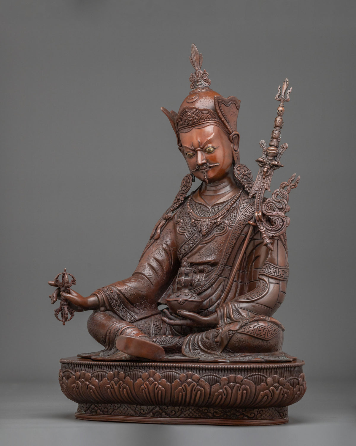 Tibetan Guru Rinpoche Oxidized Sculpture | Symbol of Wisdom Protection and Blessings