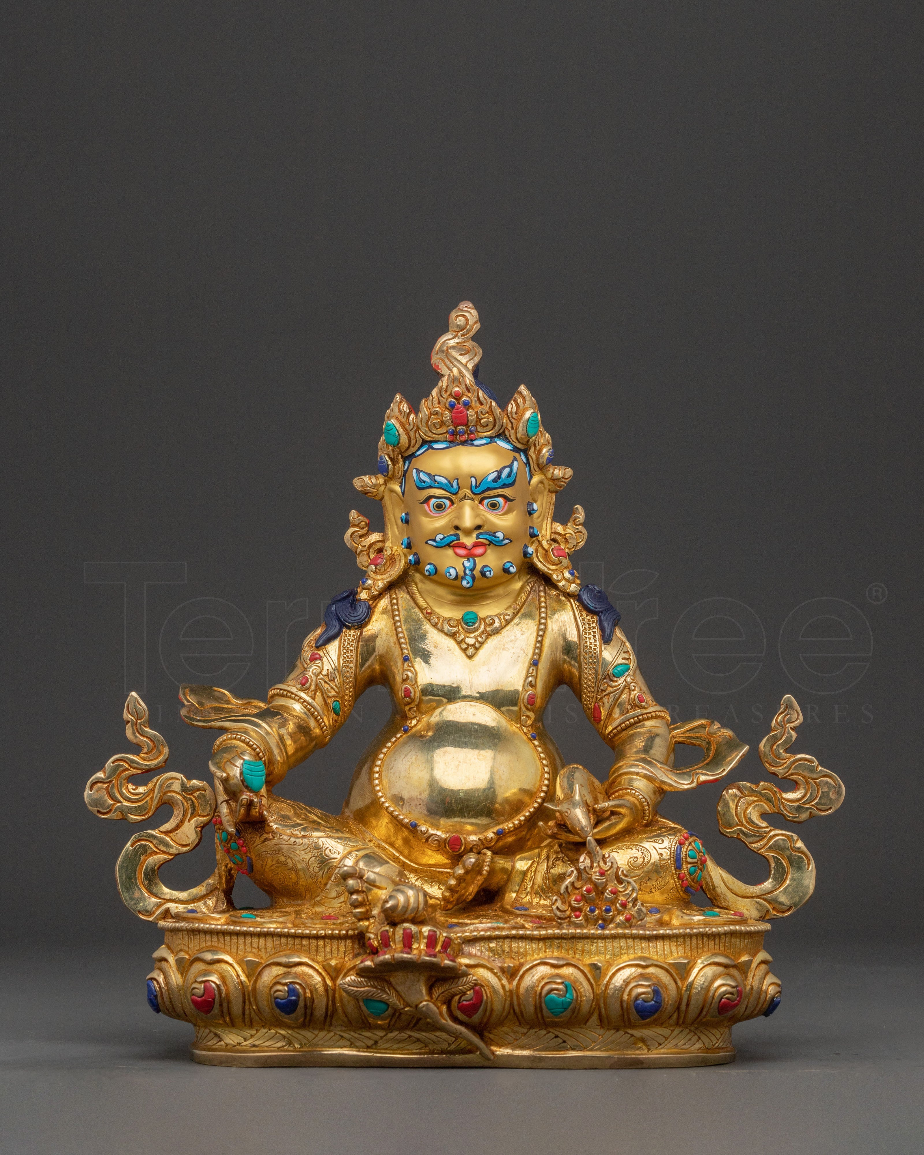 Dzambhala Prosperity God Statue | 24K Gold Gilded Copper Statue