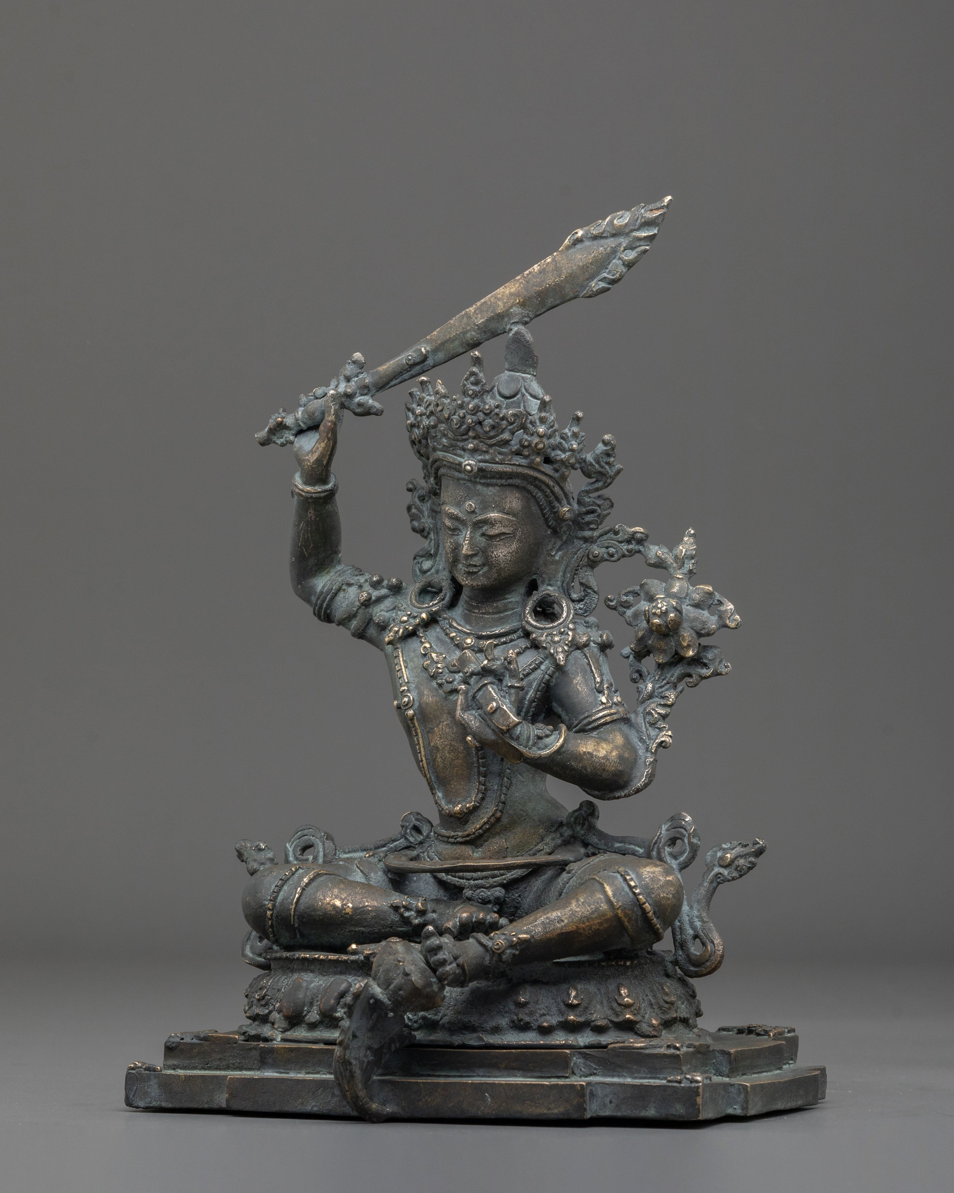 Tibetan Deity Manjushri Copper Statue | Home Decor