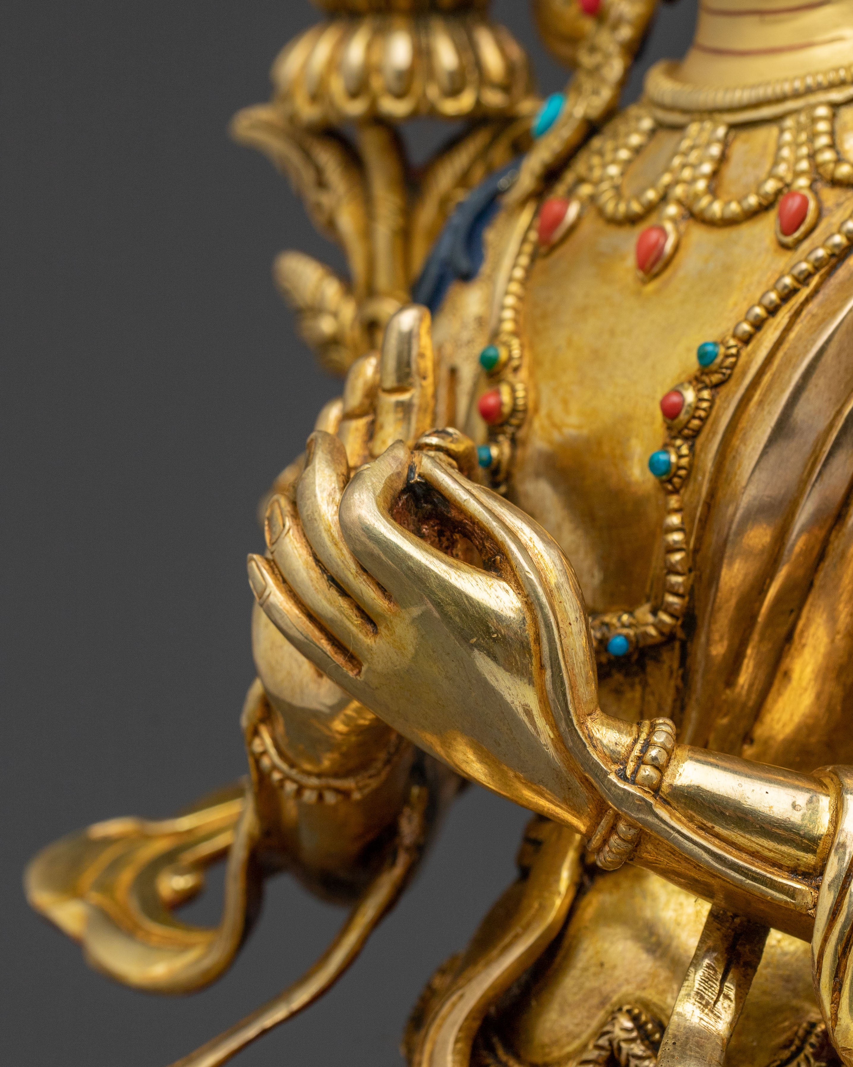 Maitreya Buddha Handcrafted Sacred Statue with 24K Gold Gilding
