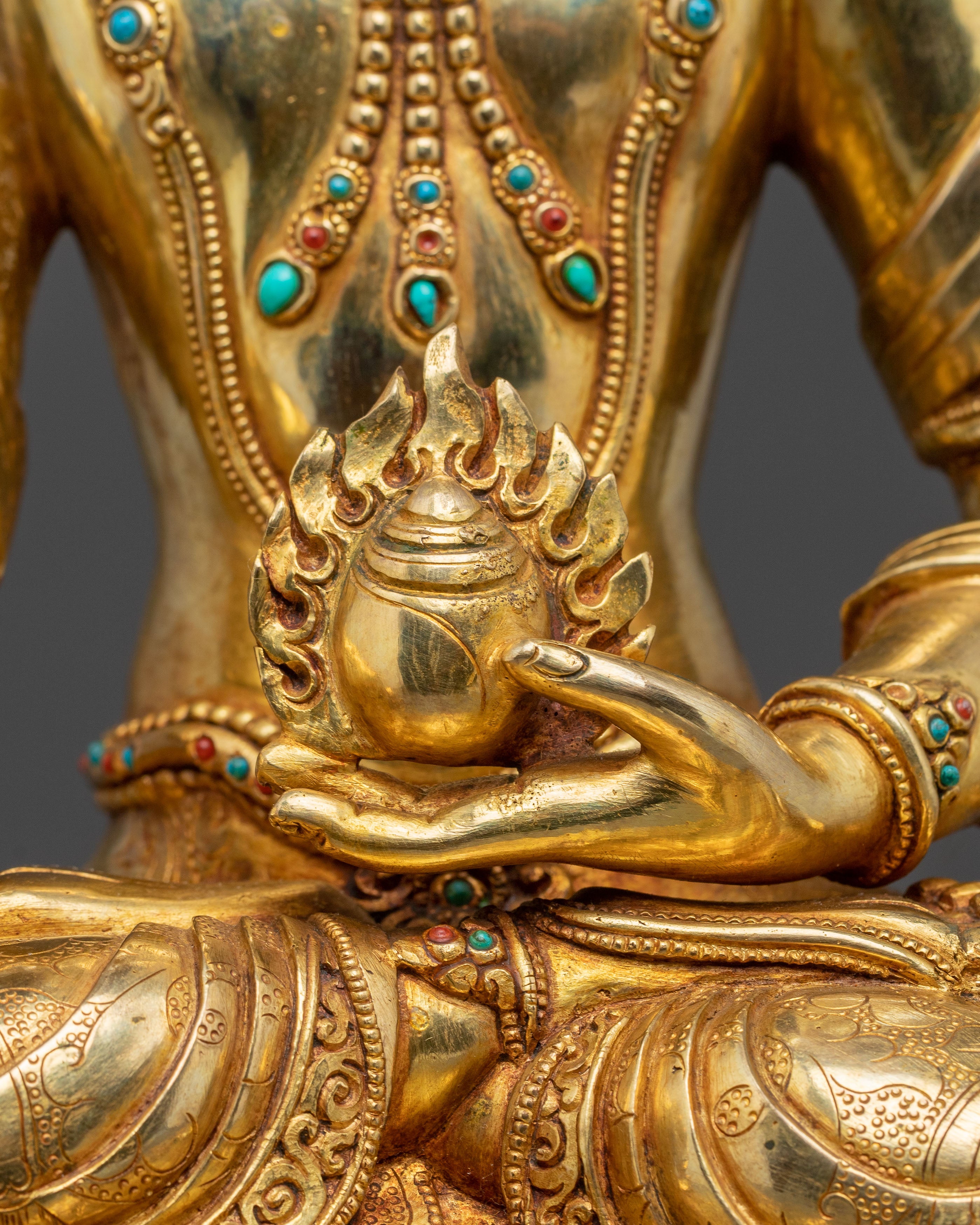 Handmade Kshitigarbha Golden Statue | Guardian of the Underworld