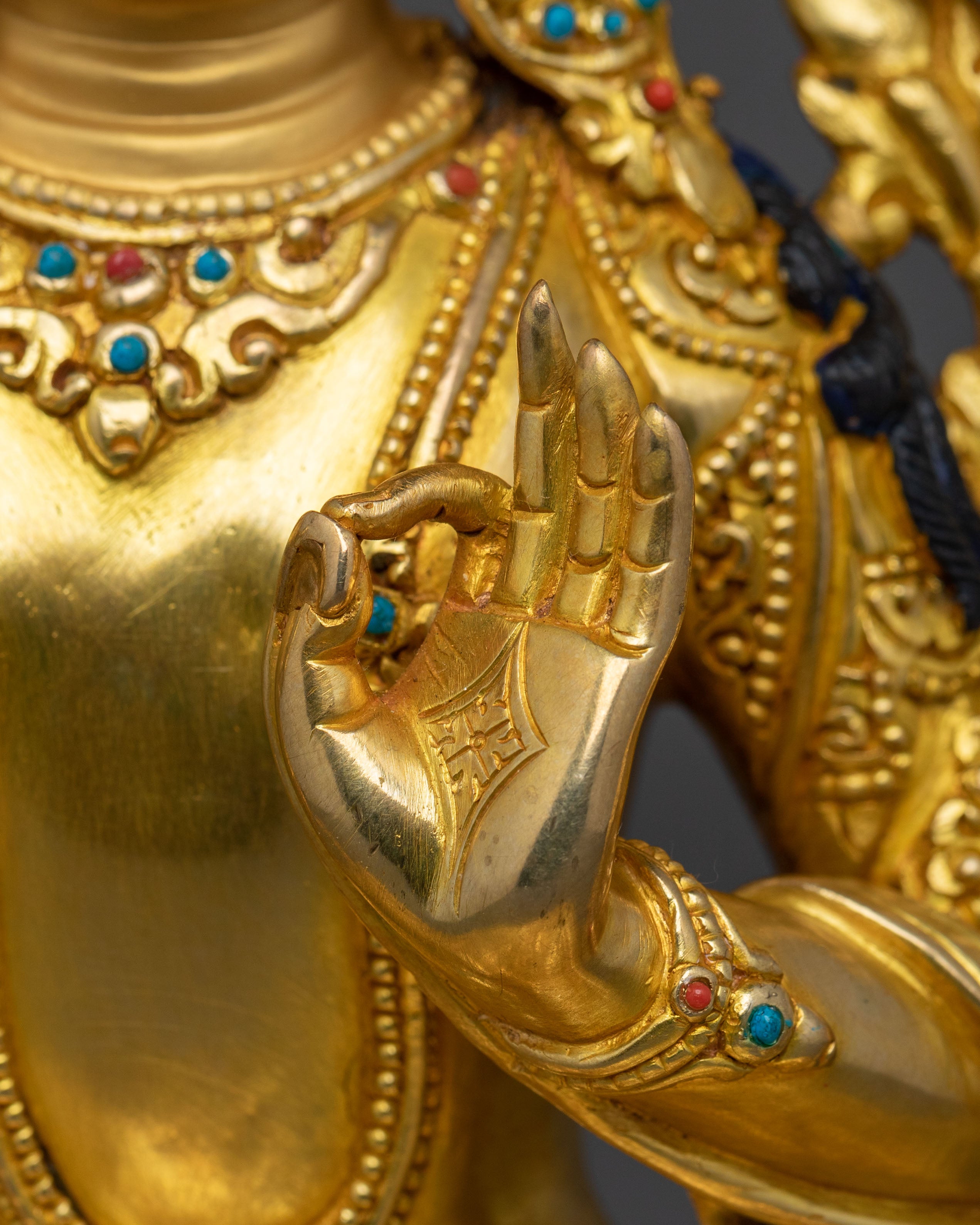 Manjushri Sword of Wisdom Handmade Sculpture | 24K Gold Gilded