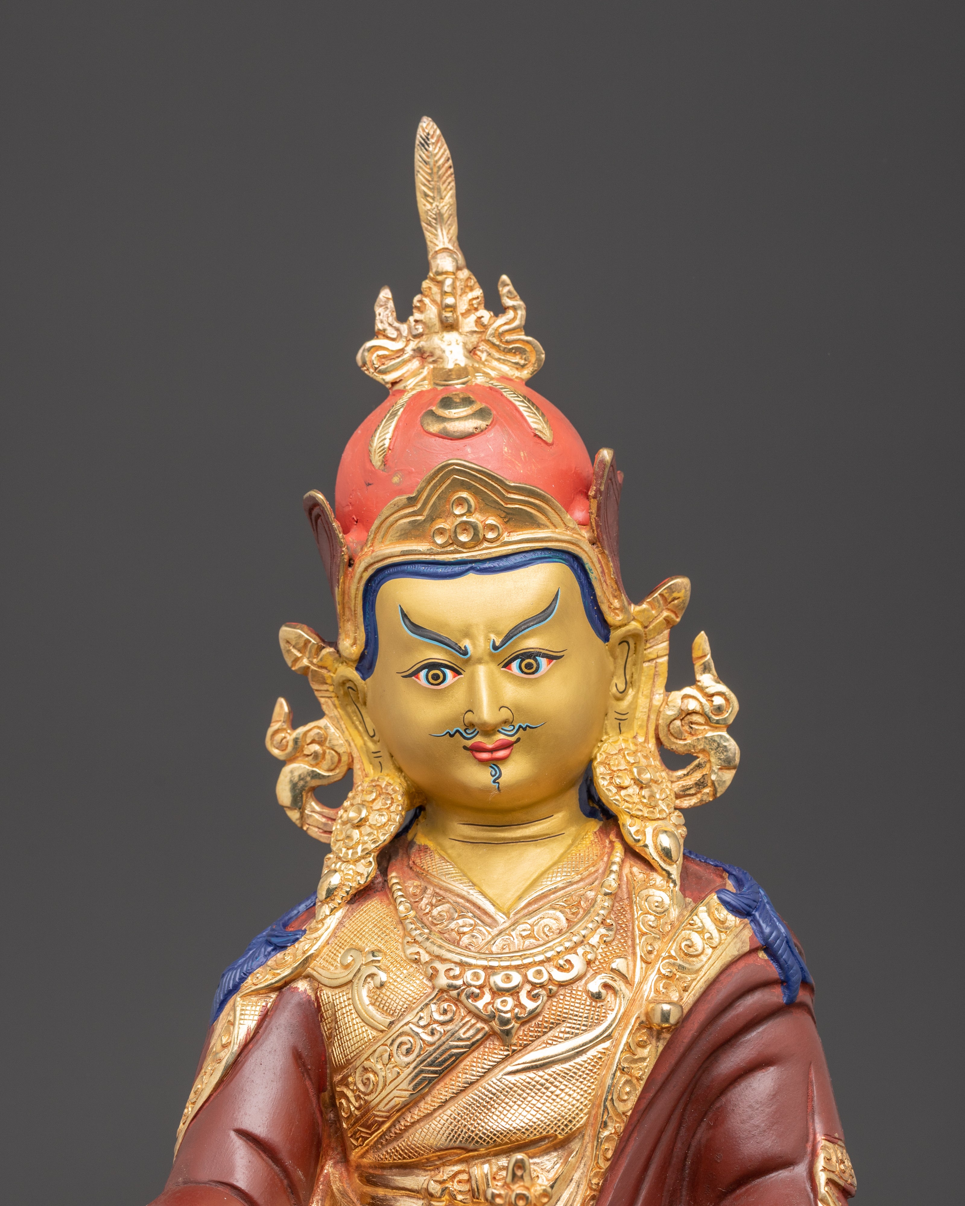 Nepalese Handcrafted Guru Rinpoche Copper Statue