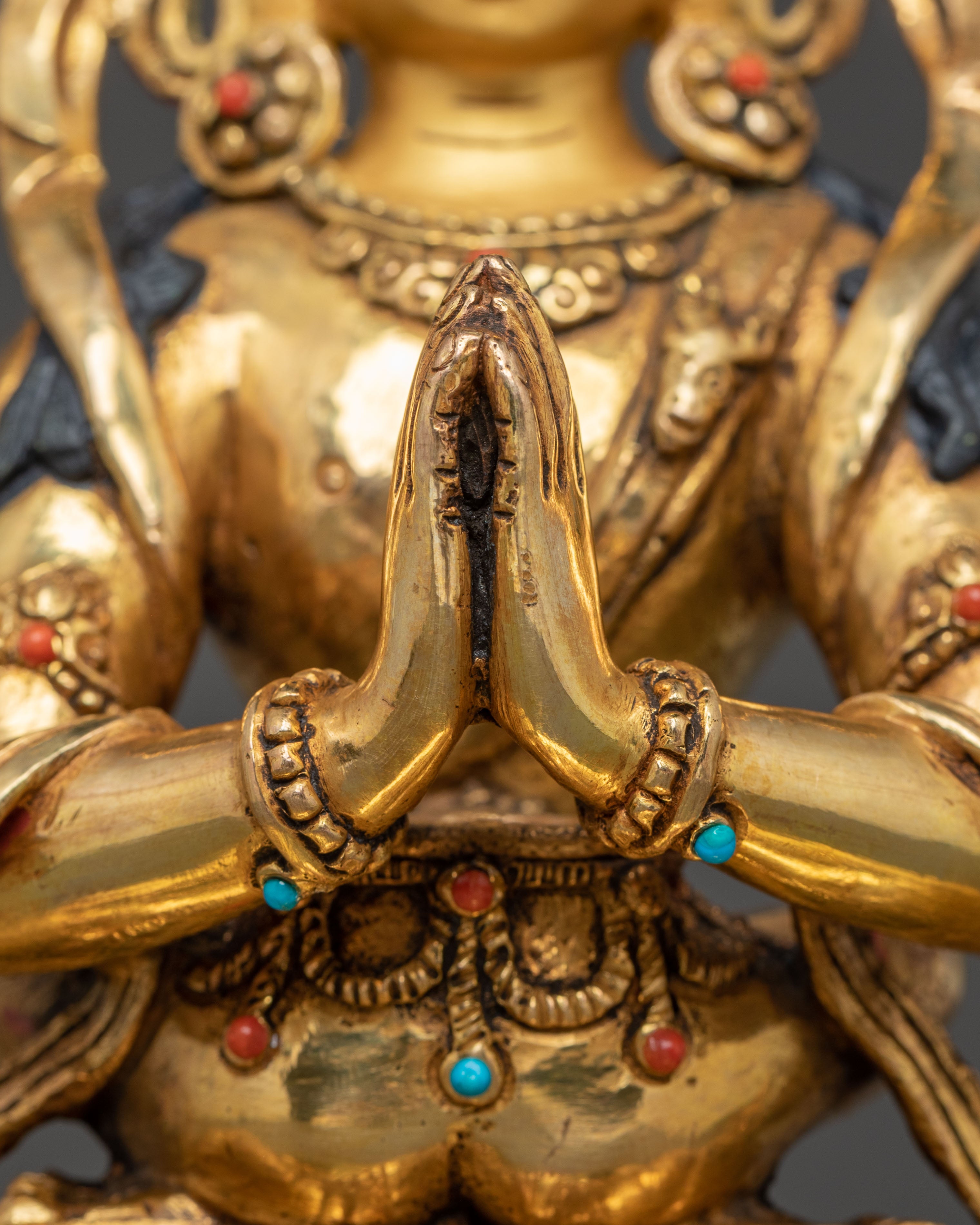 Handmade Avalokiteshvara Golden Statue | Bodhisattva of Compassion