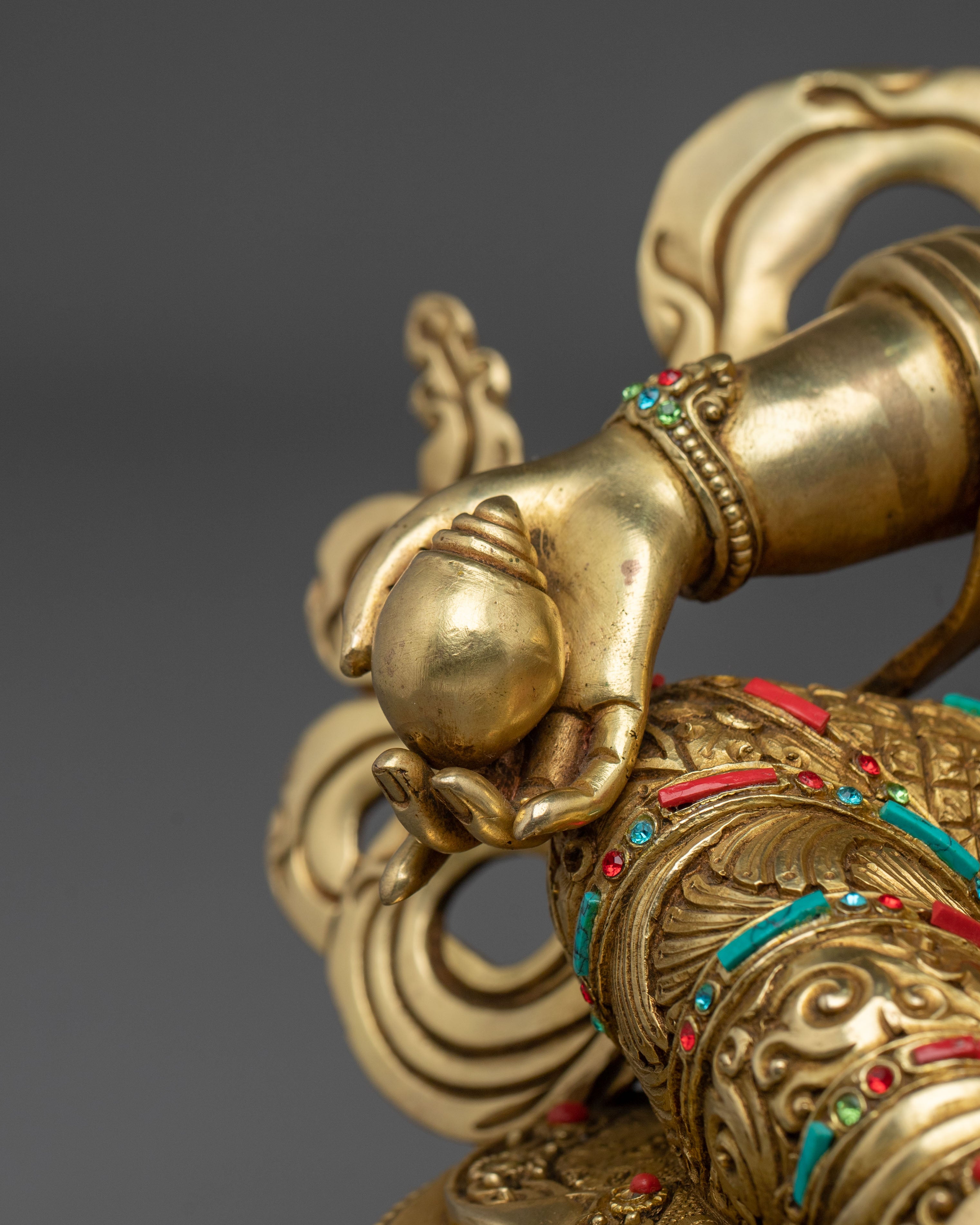 Dzambhala Acrylic Painted Sculpture | Golden Figurine