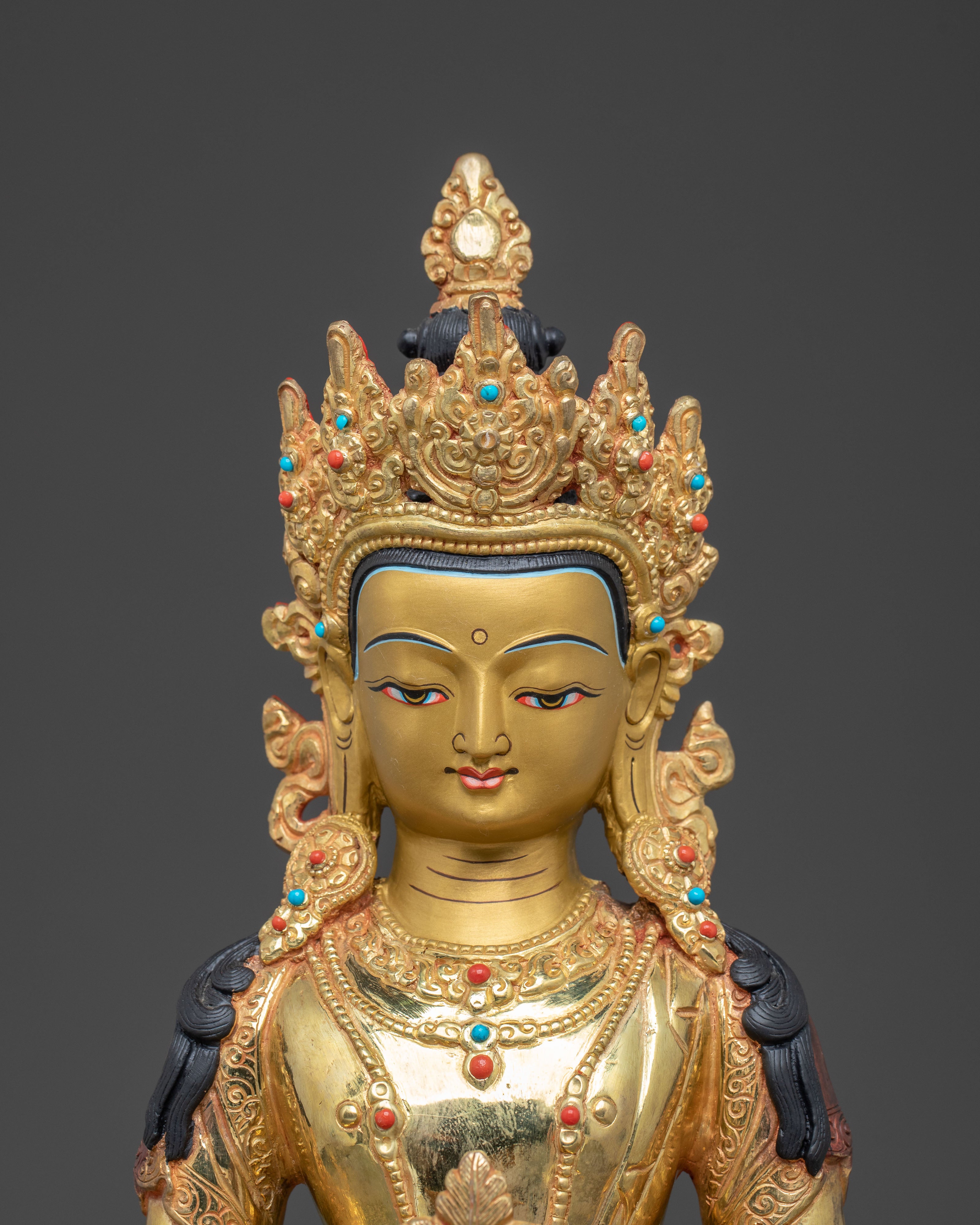 Golden Amitayus Statue Buddha from Pure Land | Eternal Buddha of Longevity