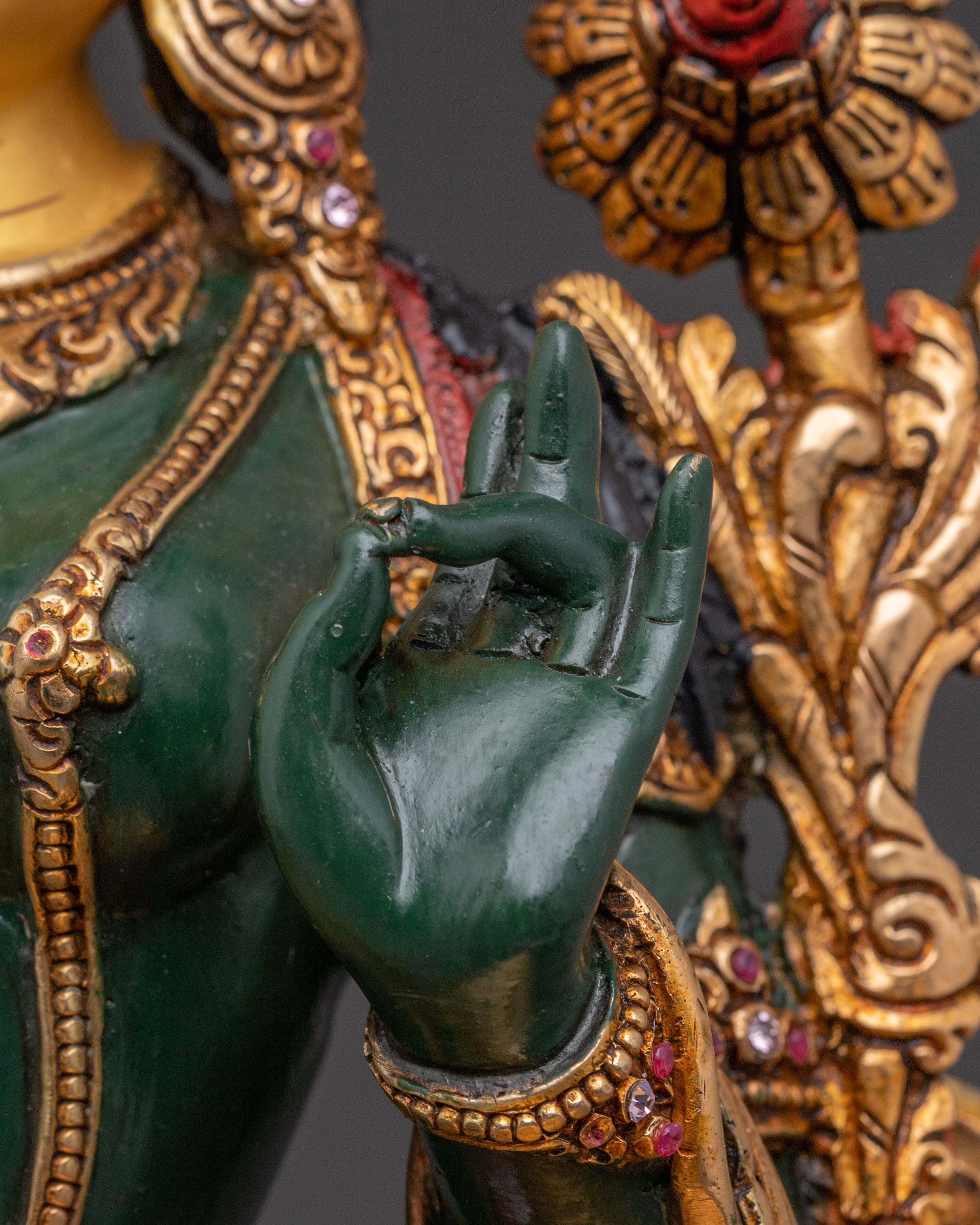 Green Tara Handcrafted Copper Statue – Radiant Devotion