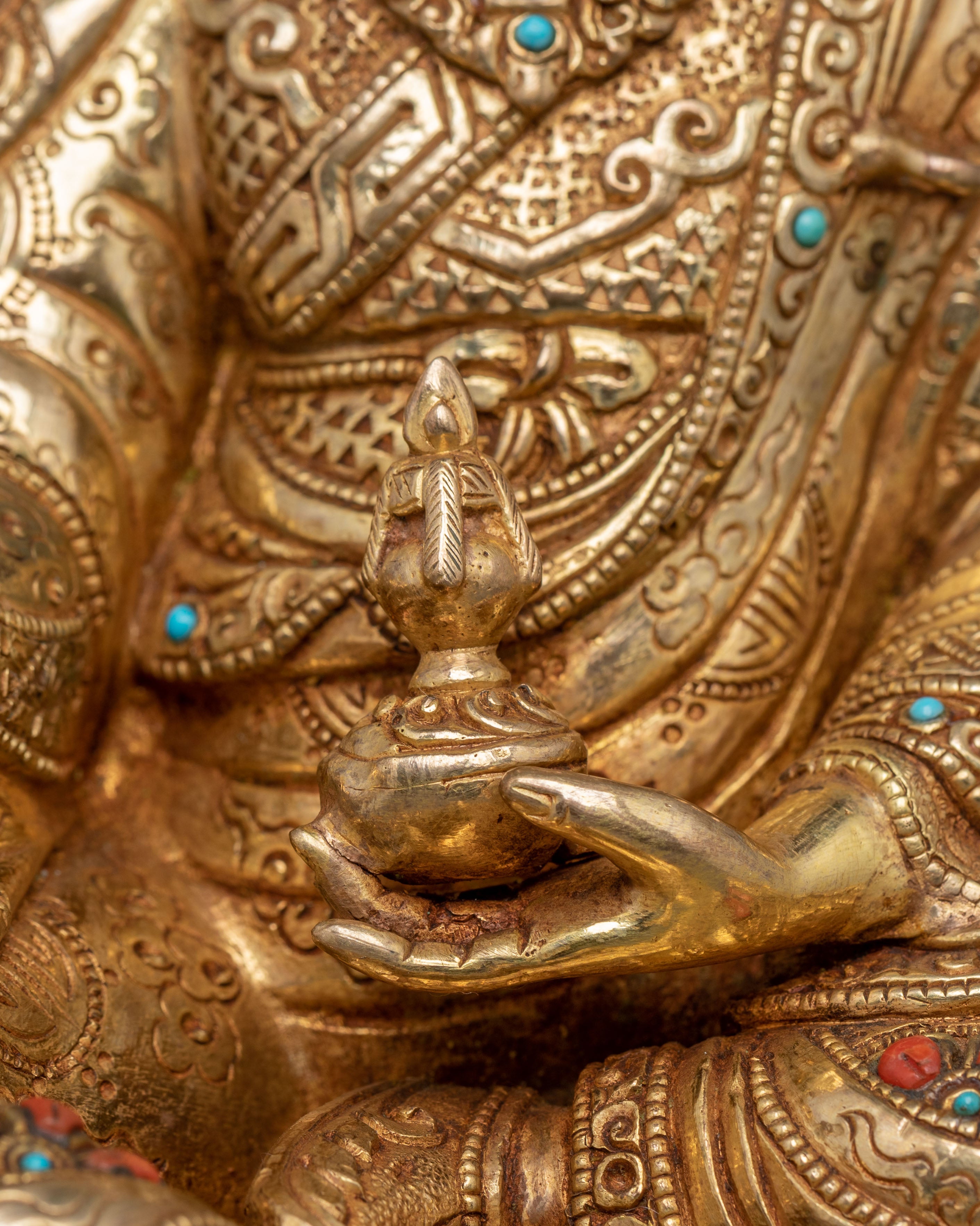 Guru Rinpoche Blessing Statue | Handcrafted 24K Gold Gilded