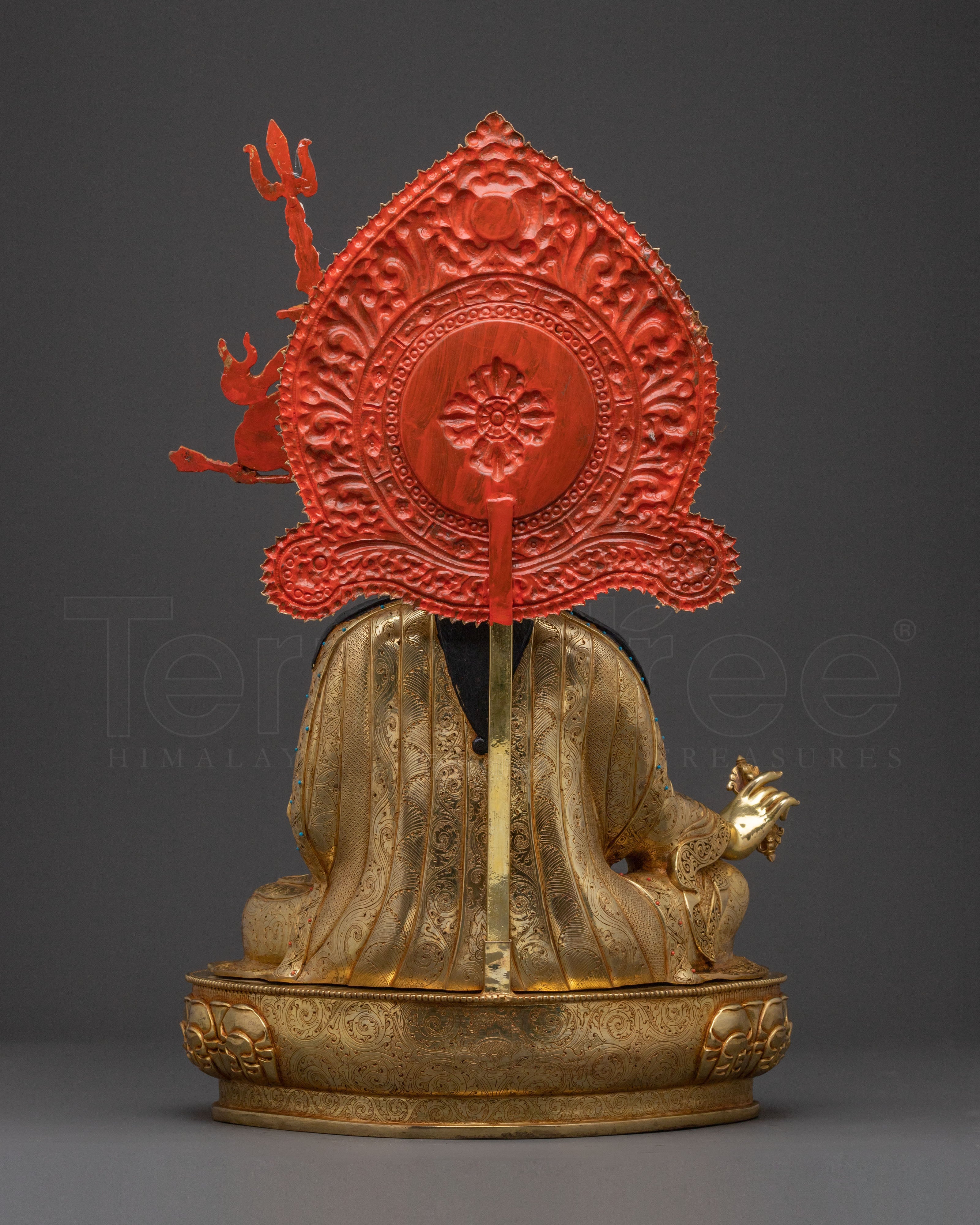 The Lotus Born Guru Rinpoche Spiritual Statue – 24K Gold Gilded Art