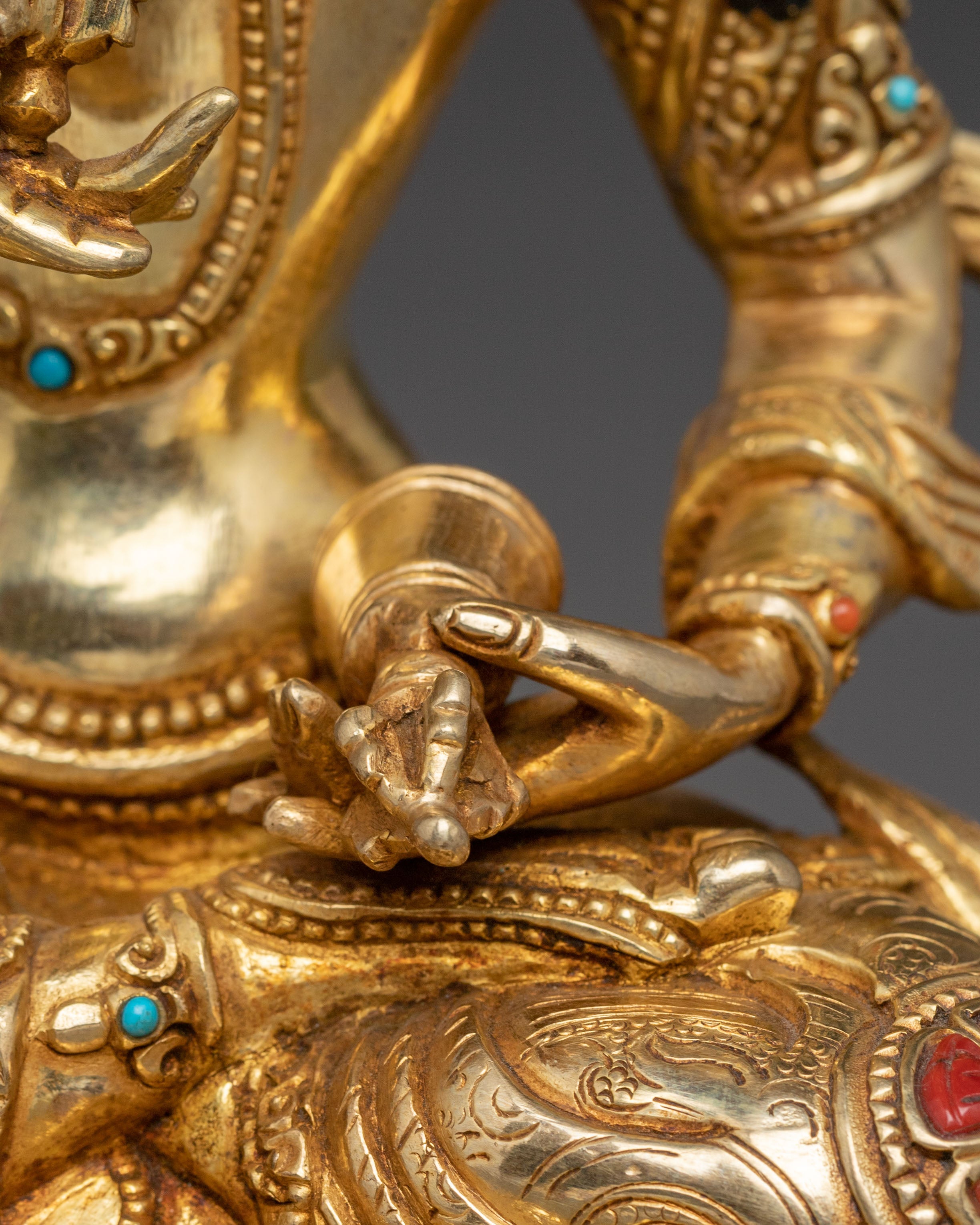 Handcrafted Holy Vajrasattva Statue – 24K Gold Gilded Copper