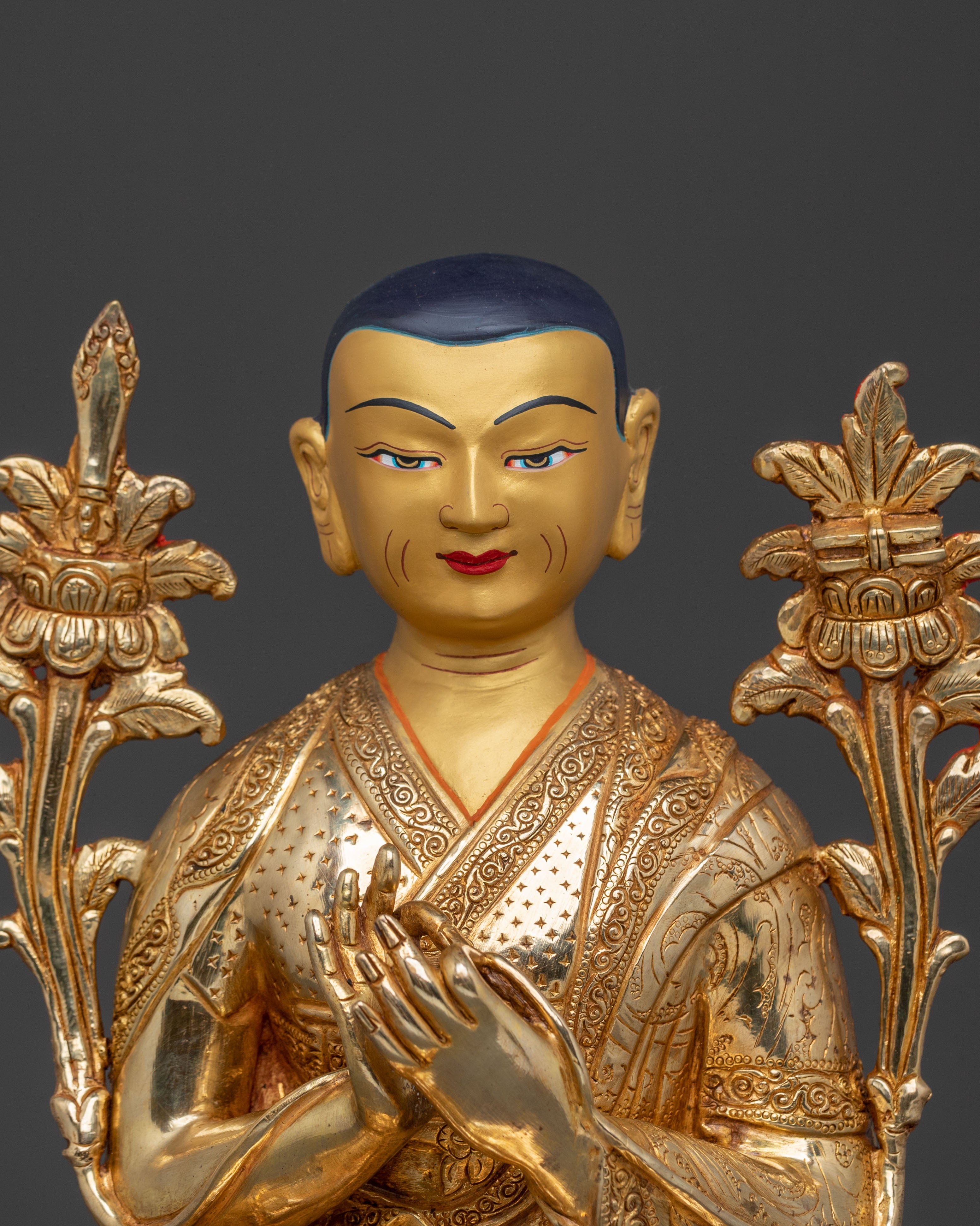 Tsongkhapa Sacred Copper Statue: Hand-Gilded Serenity