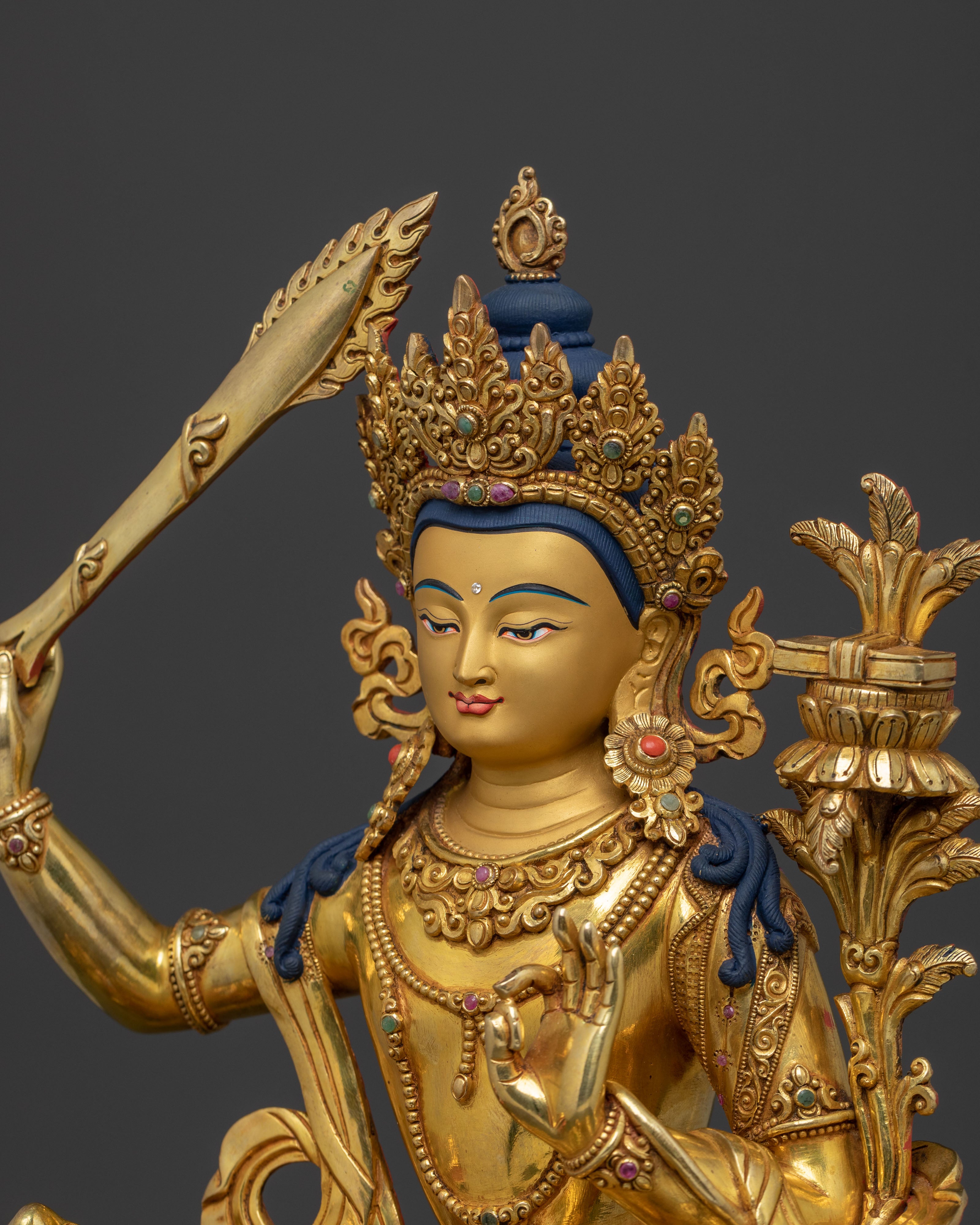 Simhanada Manjushri Sacred Statue for Rituals