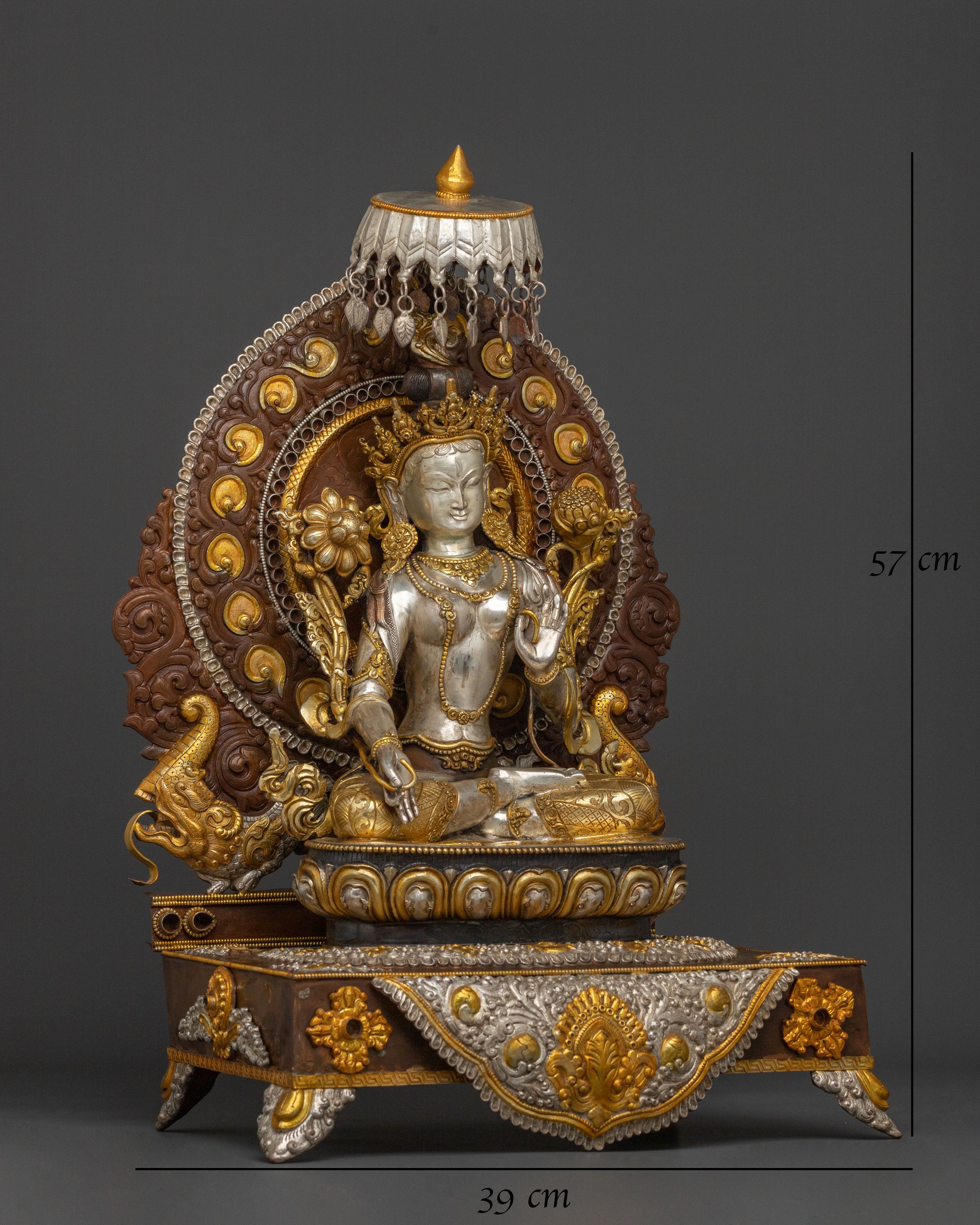 Green Tara Silver Plated Statue | Goddess of Compassion