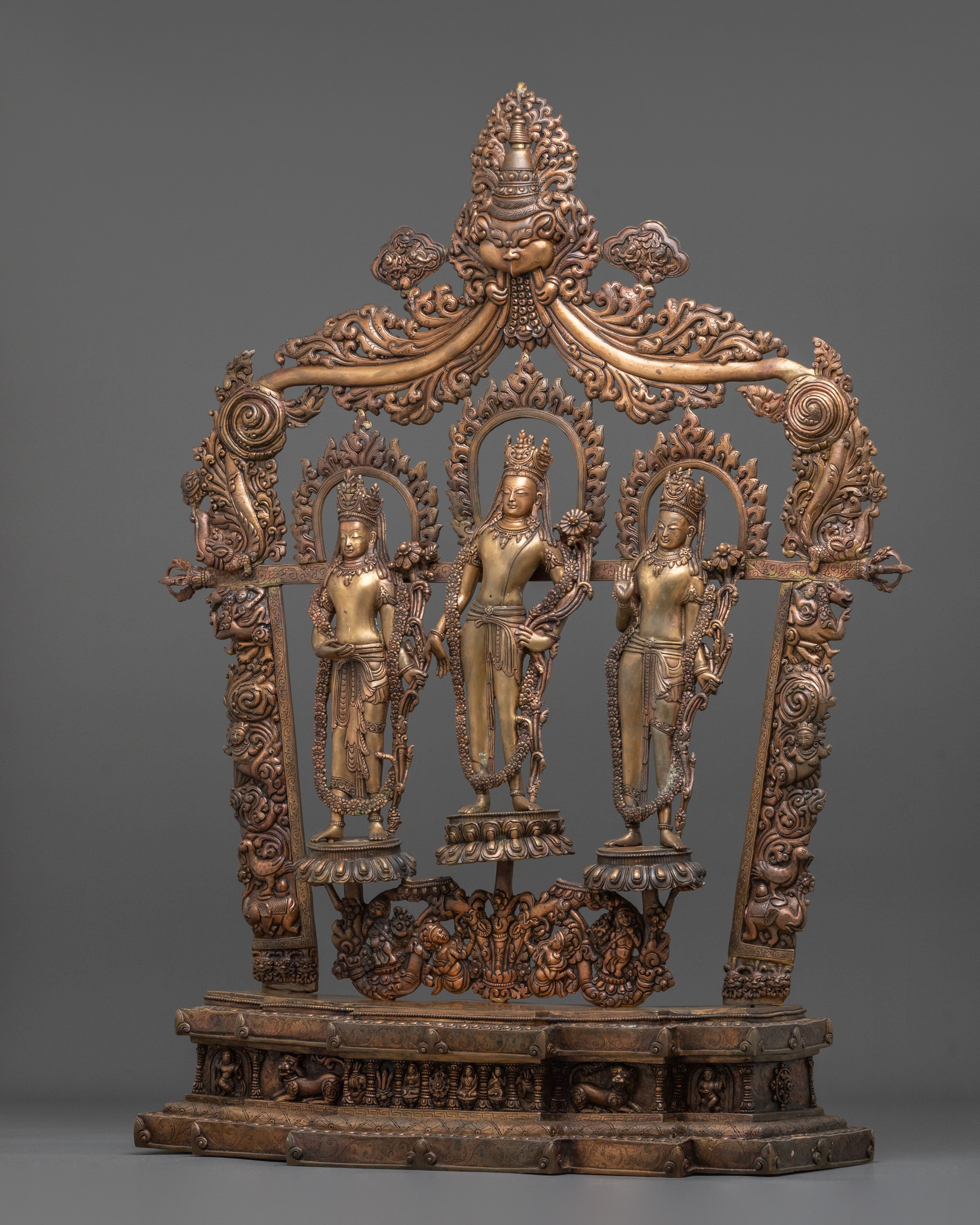 Handmade Lokeshwor Statue Set | Oxidized Copper