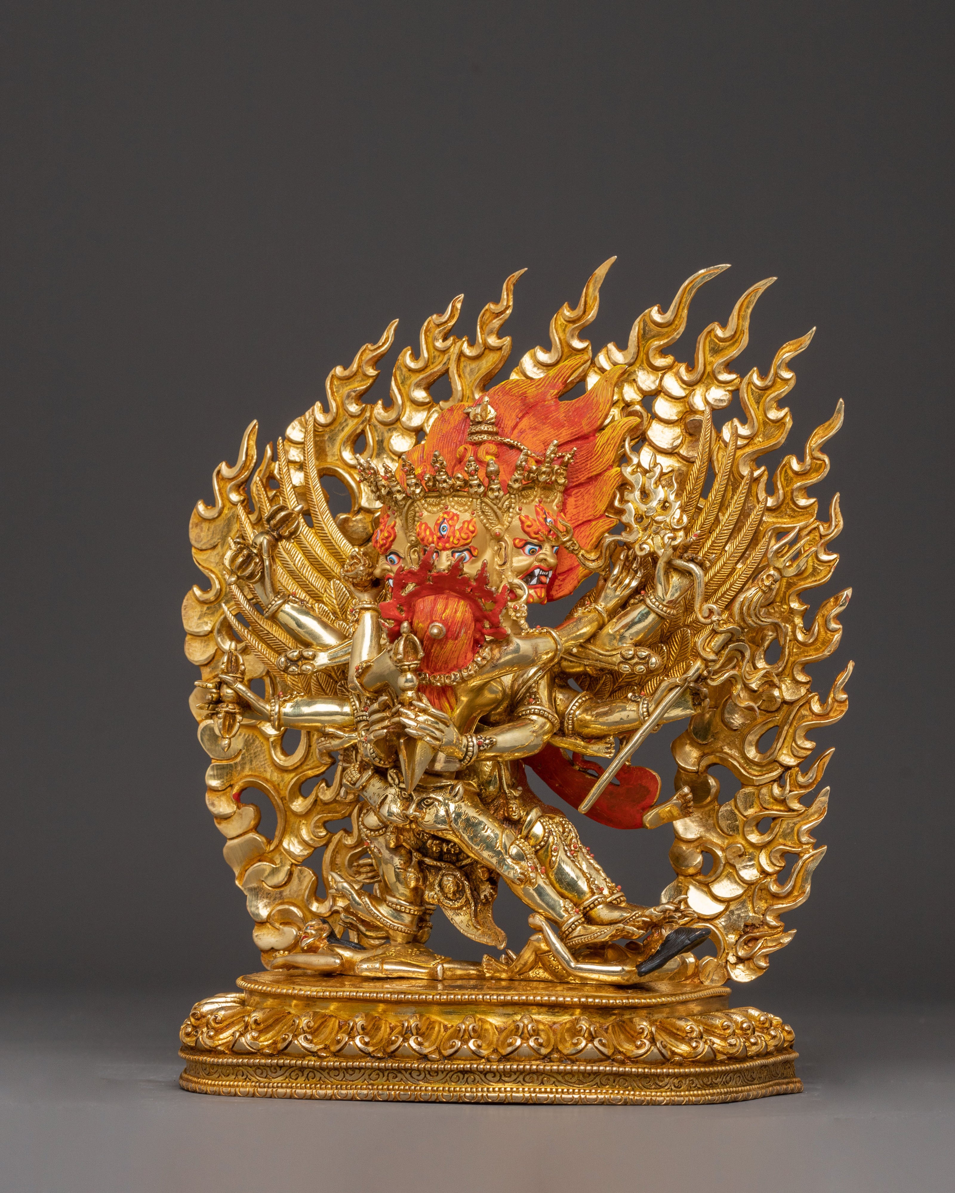 Golden Vajrakilaya Handcrafted Statue | Wrathful Deity Artwork