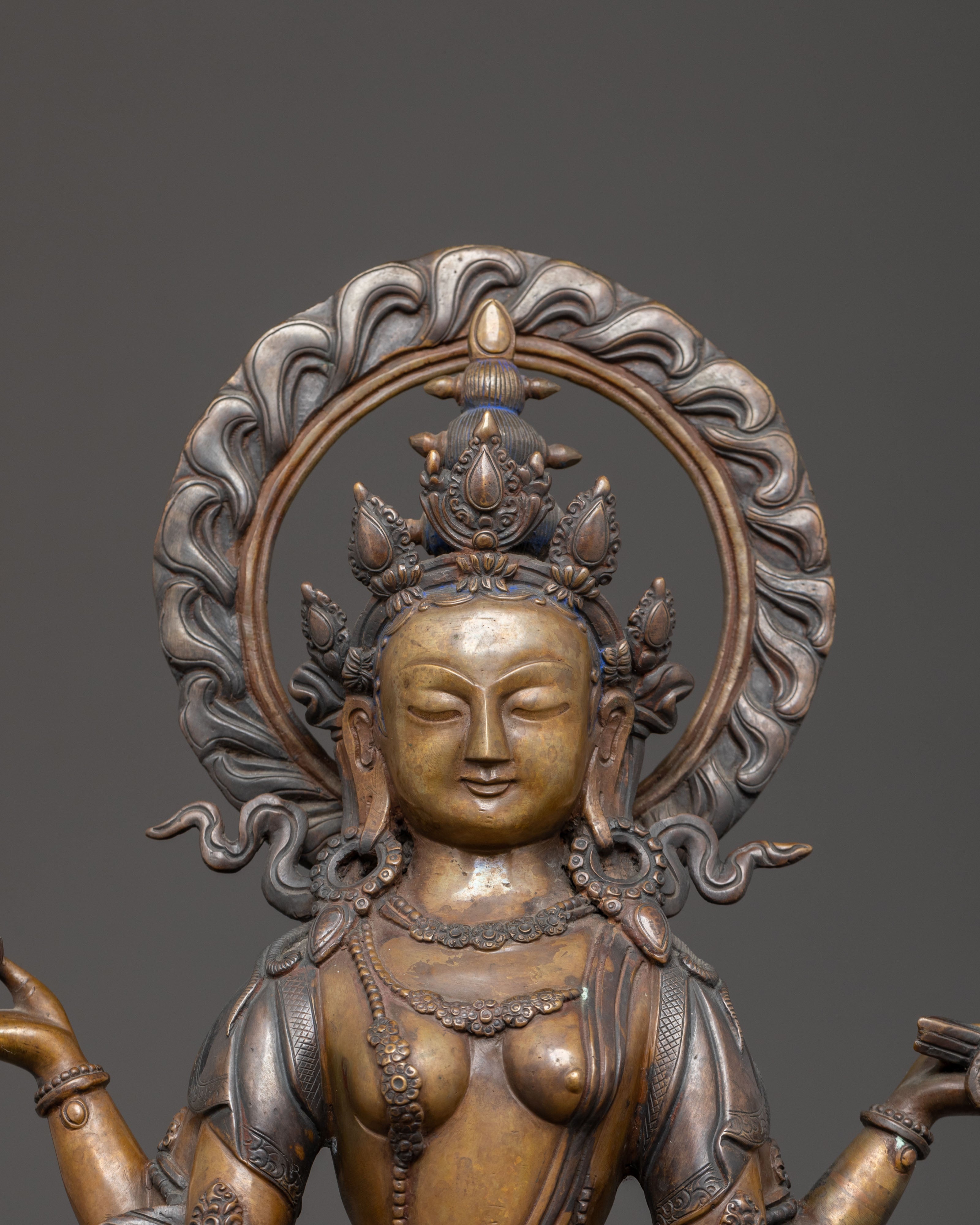 Handcrafted Prajna Paramita Oxidized Copper Statue | Perfect for Meditation