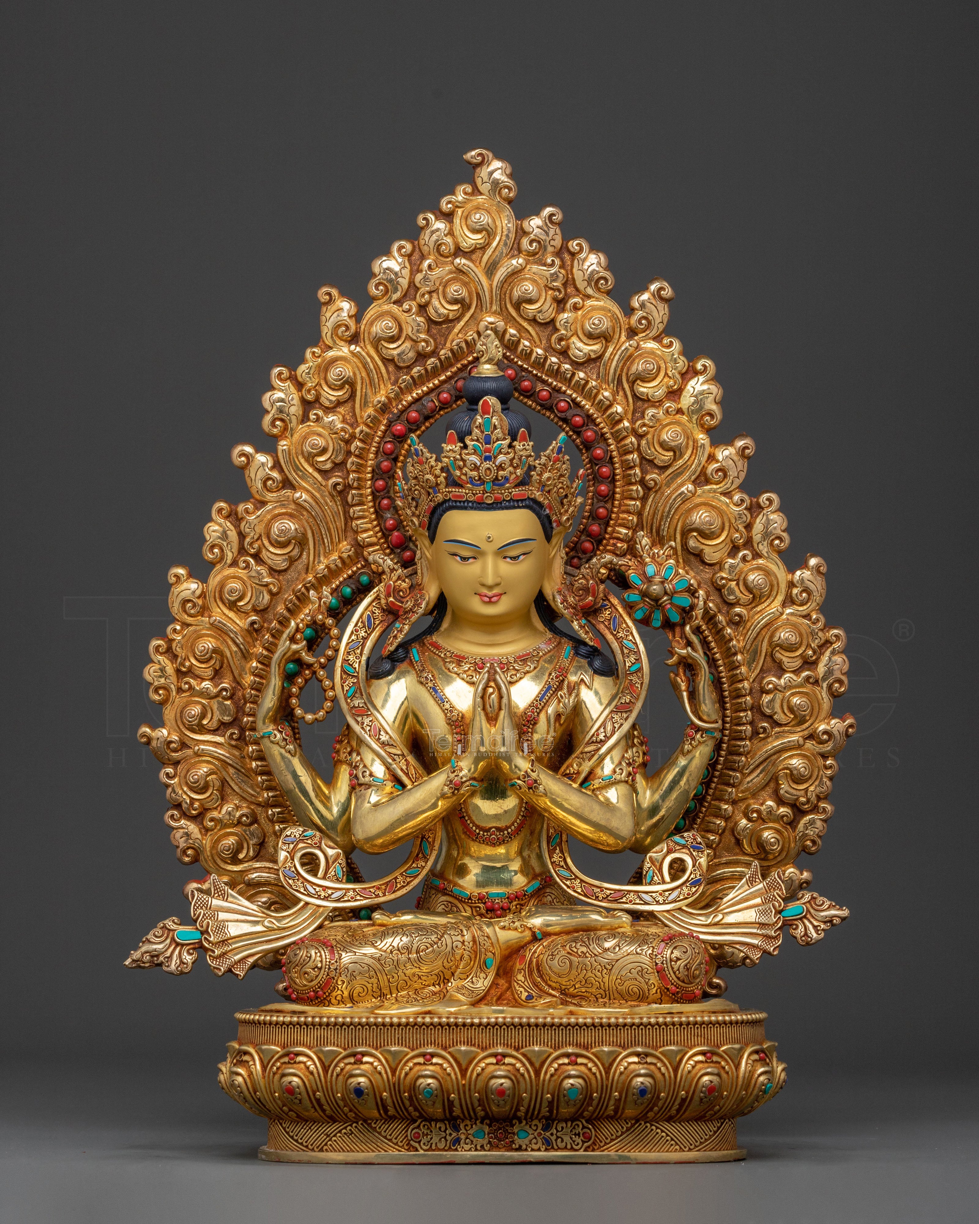 Chenrezig 24k Gold Gilded Spiritual Statue