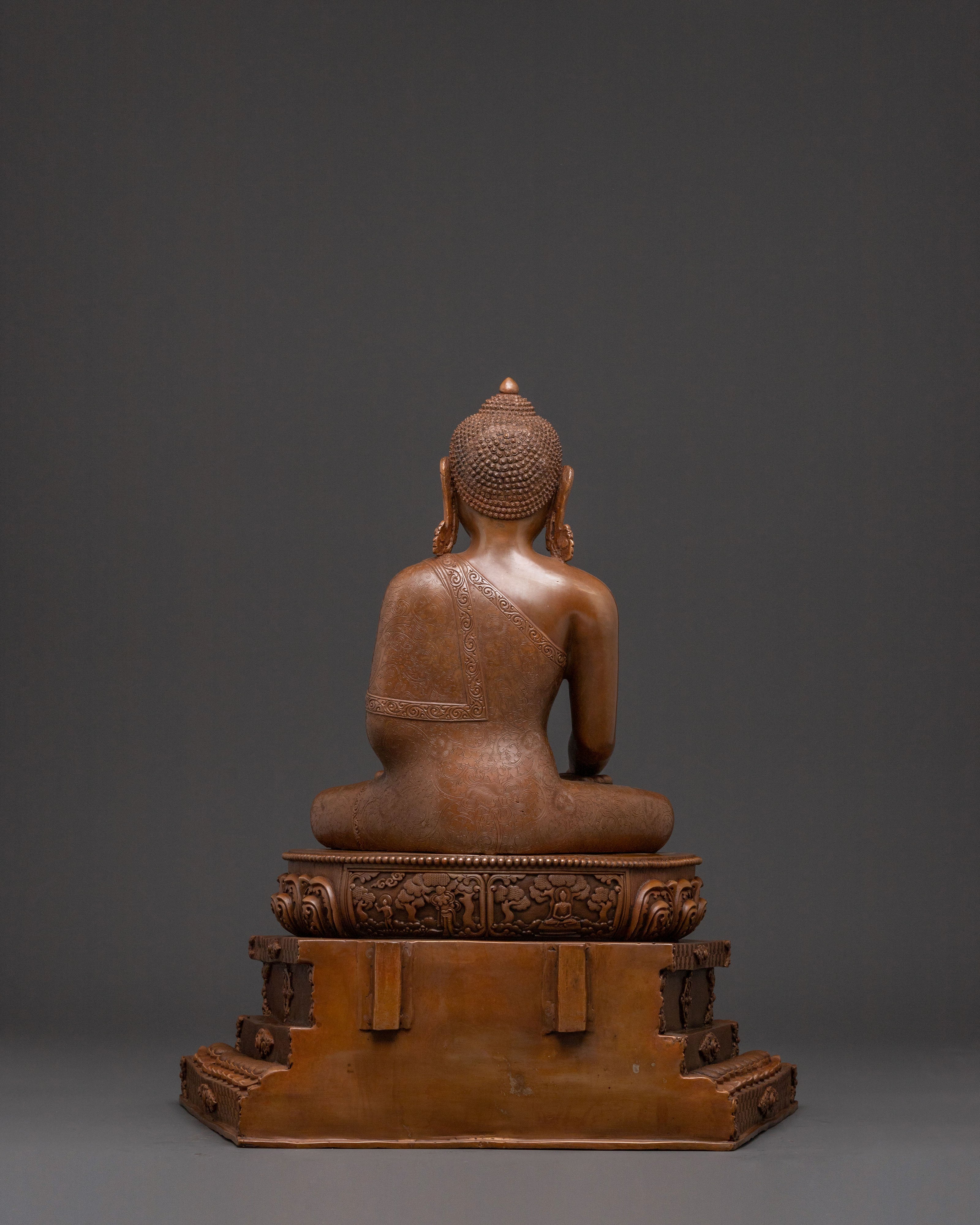 Shakyamuni Buddha Sculpture on Throne for Altar