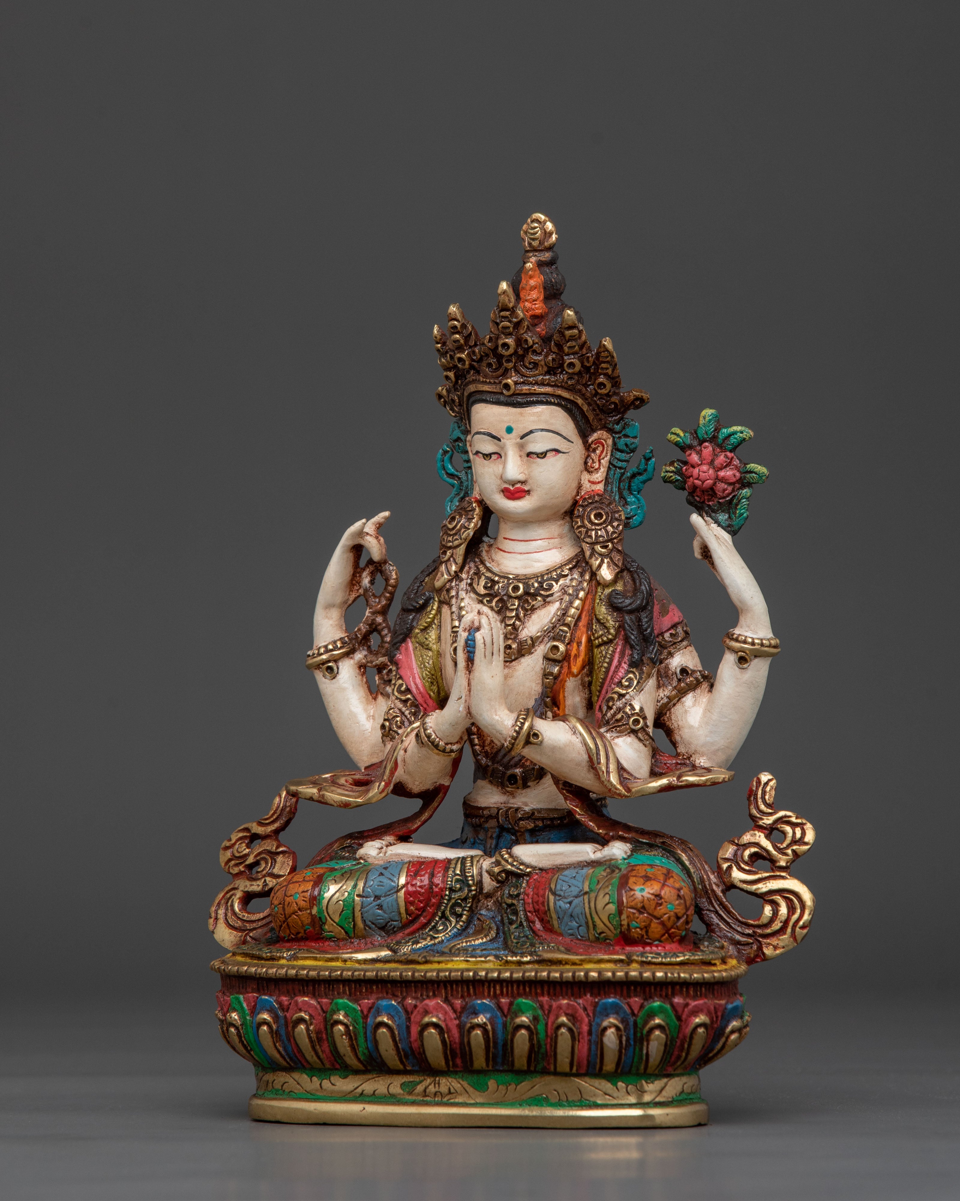 Serene Spiritual Figurine of Chenrezig | Bodhisattva of Compassion