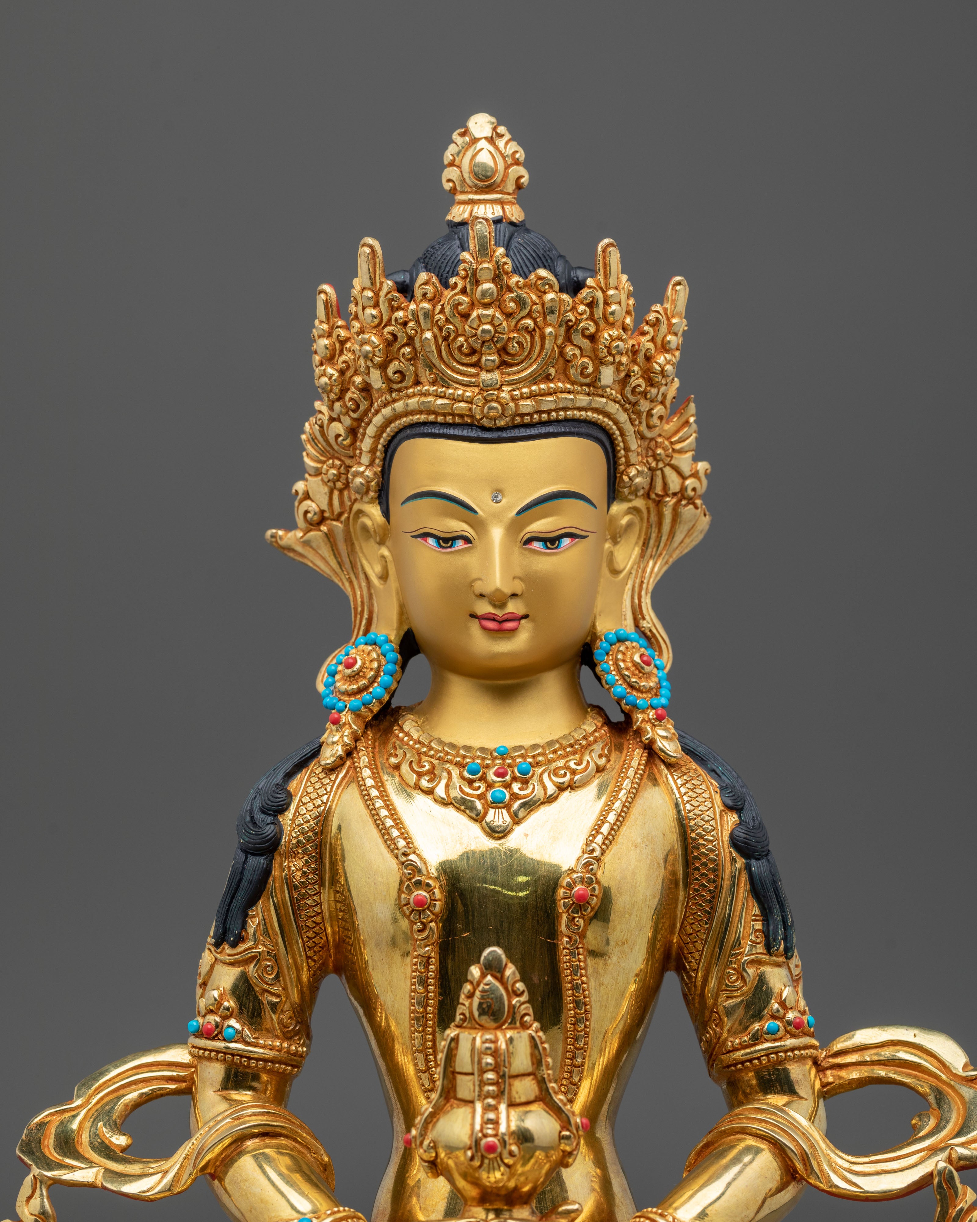 Amitayus Buddha Statue | 24K Gold Gilded Figurine